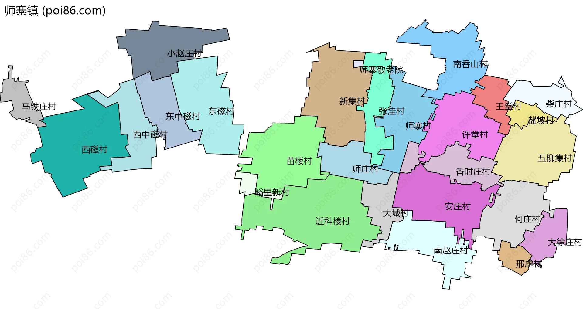 师寨镇边界地图(五级行政区划)