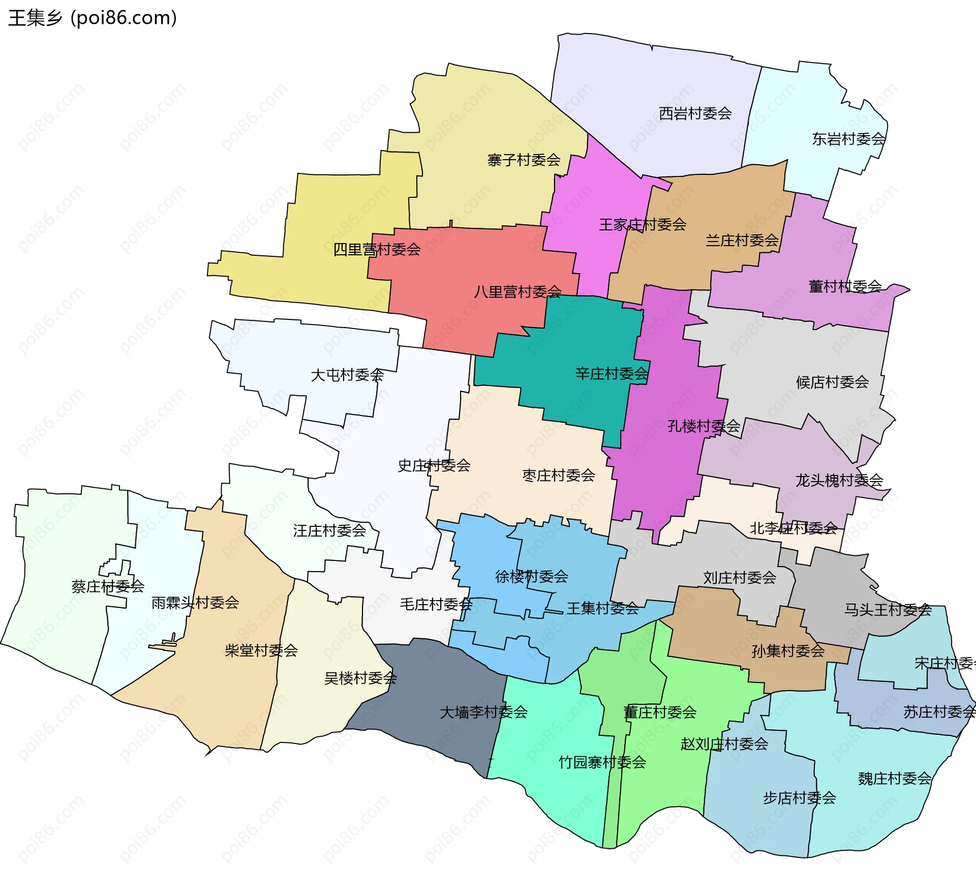 王集乡边界地图(五级行政区划)