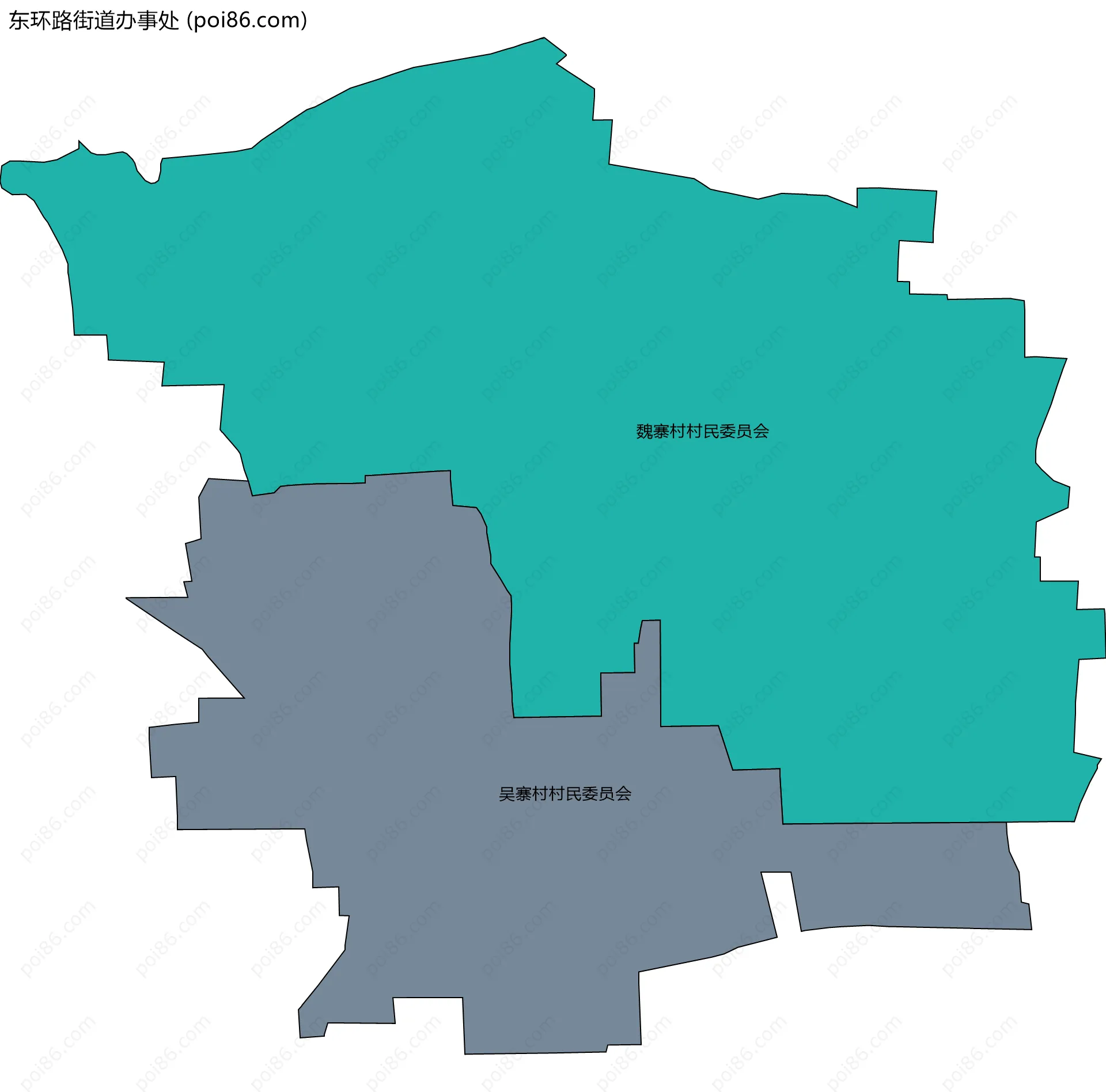东环路街道办事处边界地图(五级行政区划)