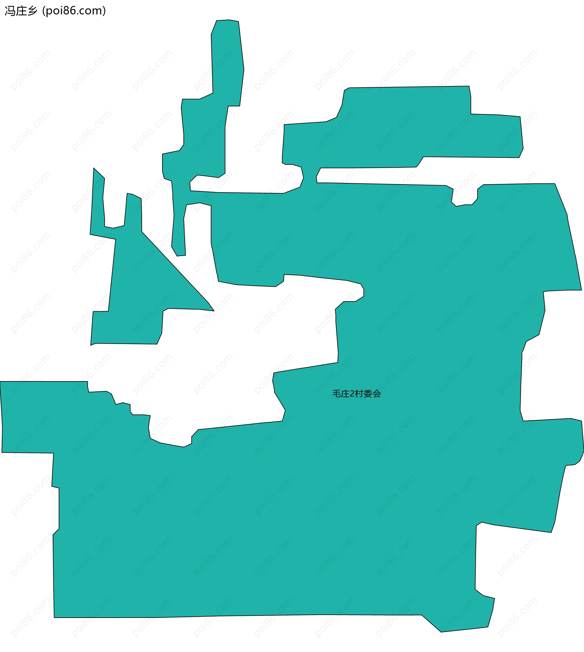 冯庄乡边界地图(五级行政区划)