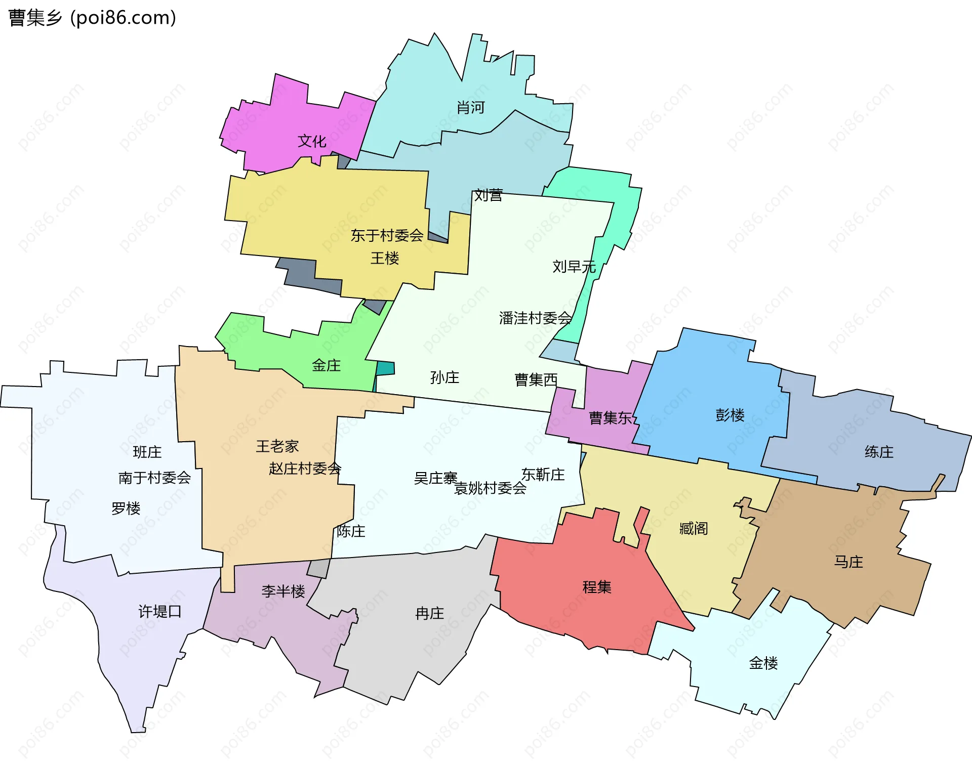 曹集乡边界地图(五级行政区划)