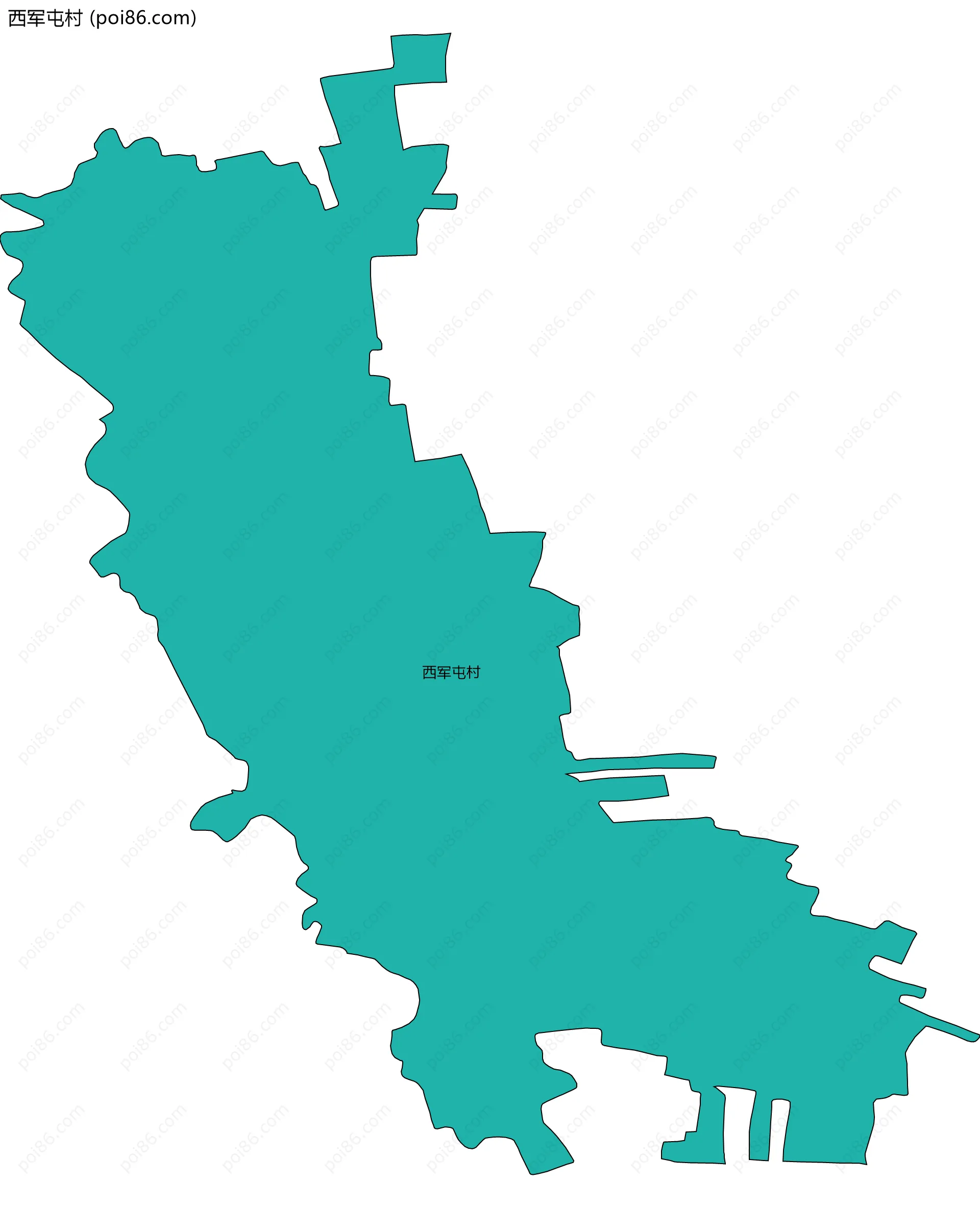 西军屯村边界地图