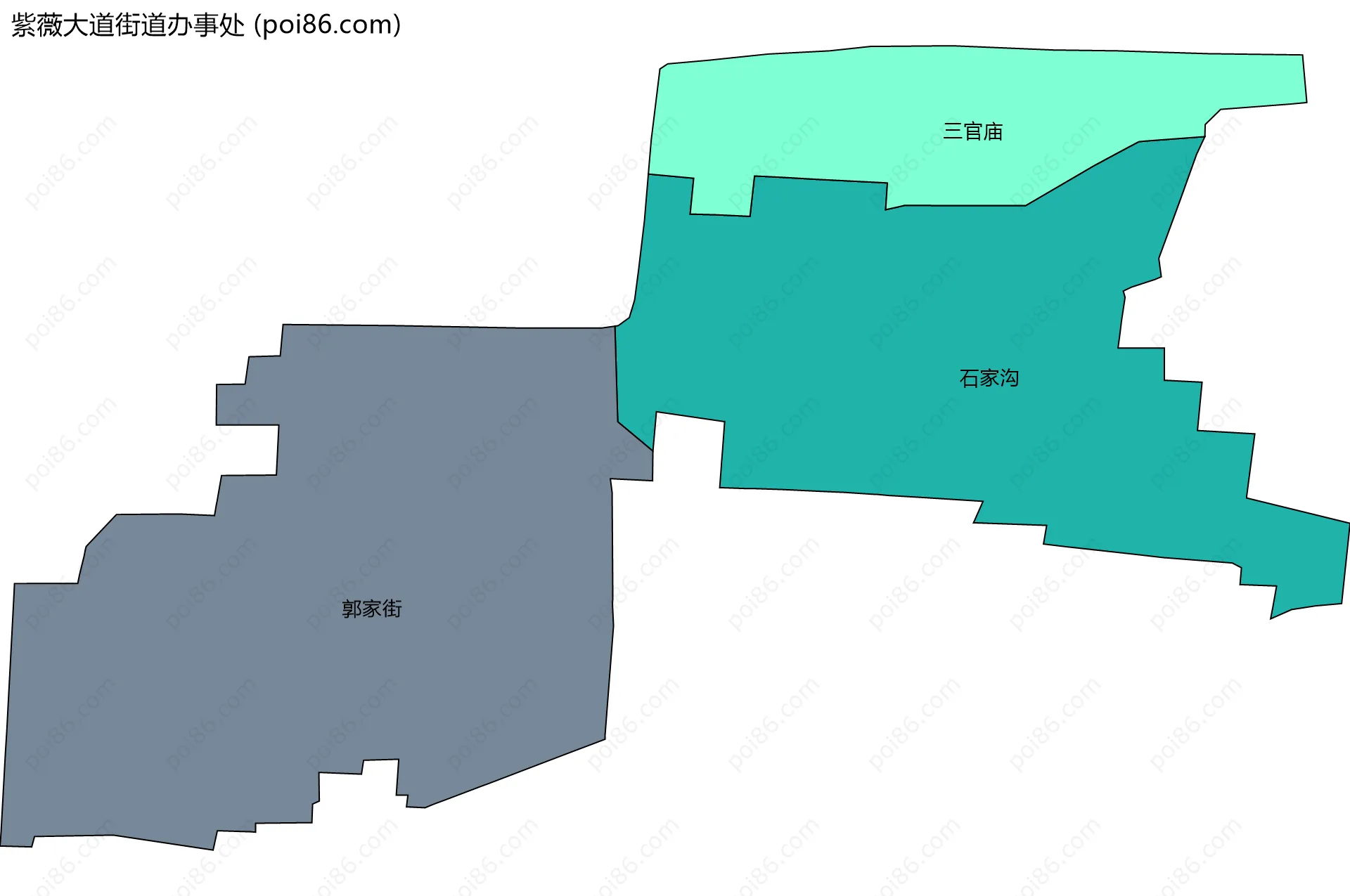 紫薇大道街道办事处边界地图(五级行政区划)