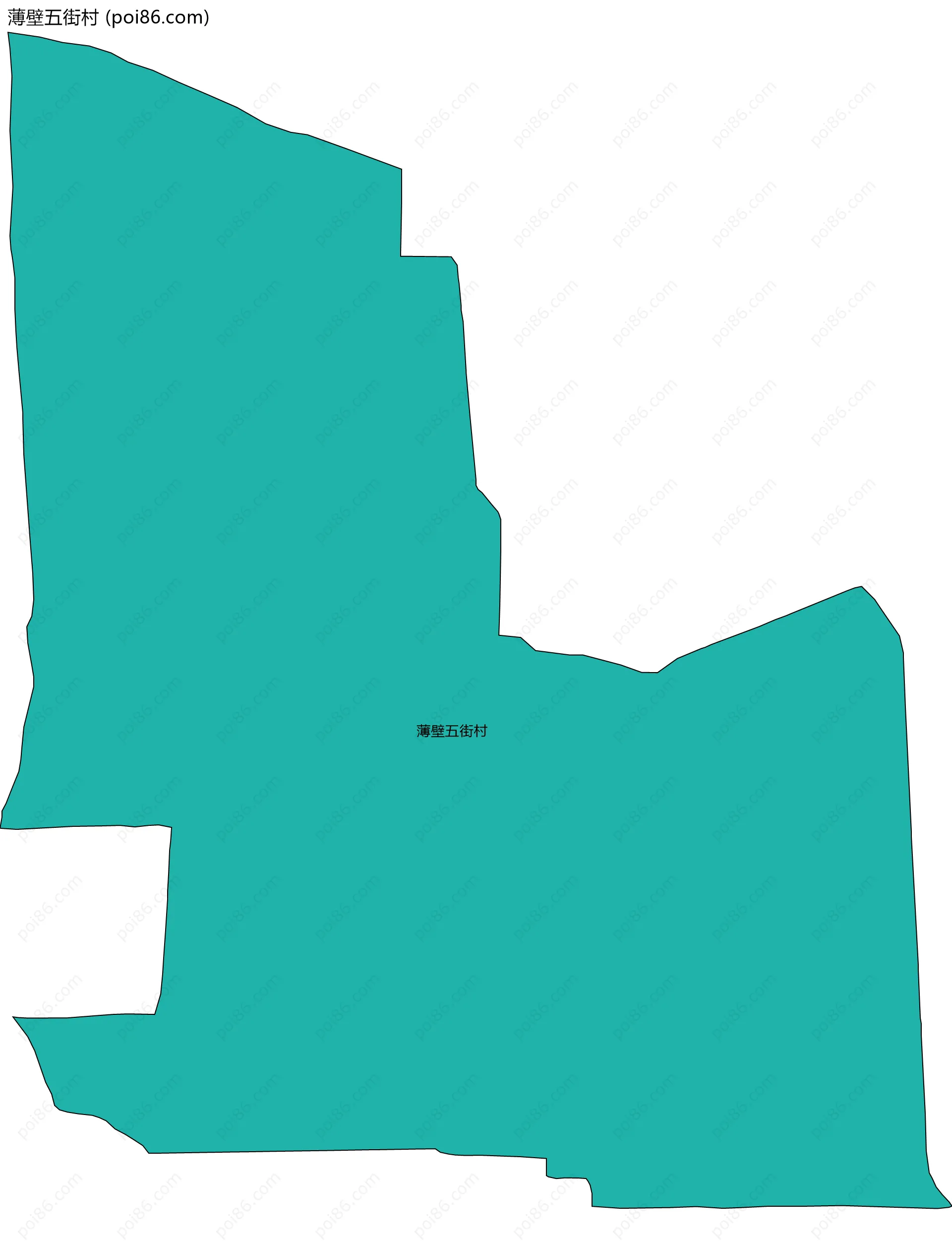 薄壁五街村边界地图