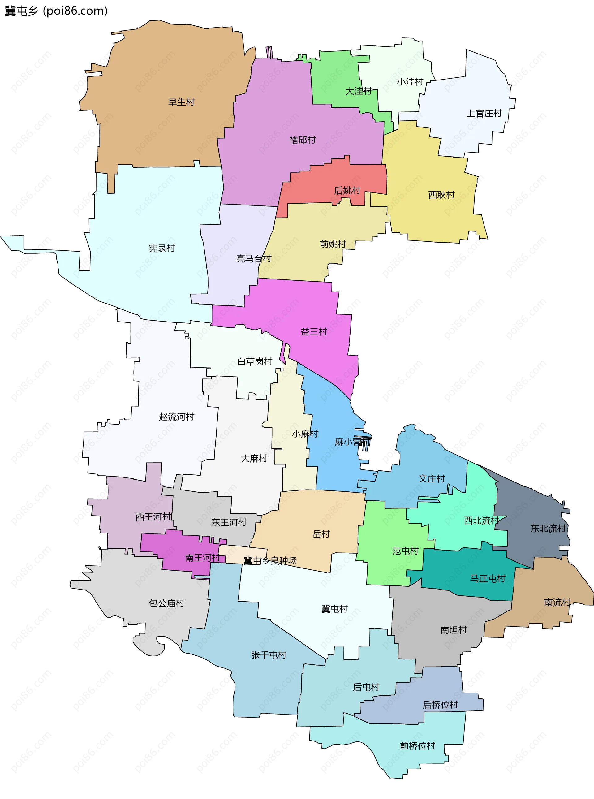 冀屯乡边界地图(五级行政区划)