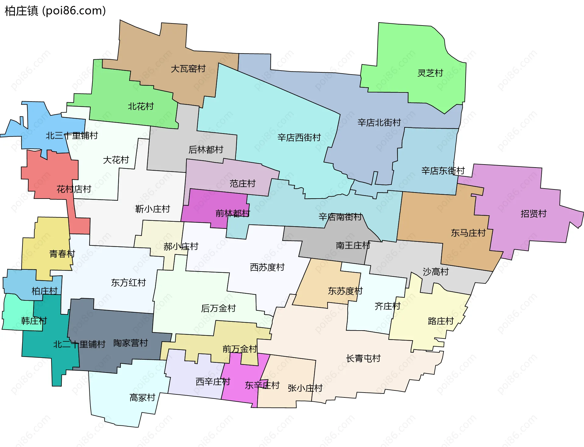 柏庄镇边界地图(五级行政区划)