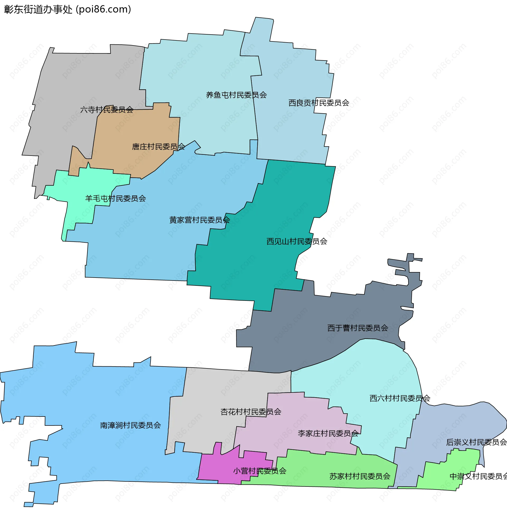 彰东街道办事处边界地图(五级行政区划)