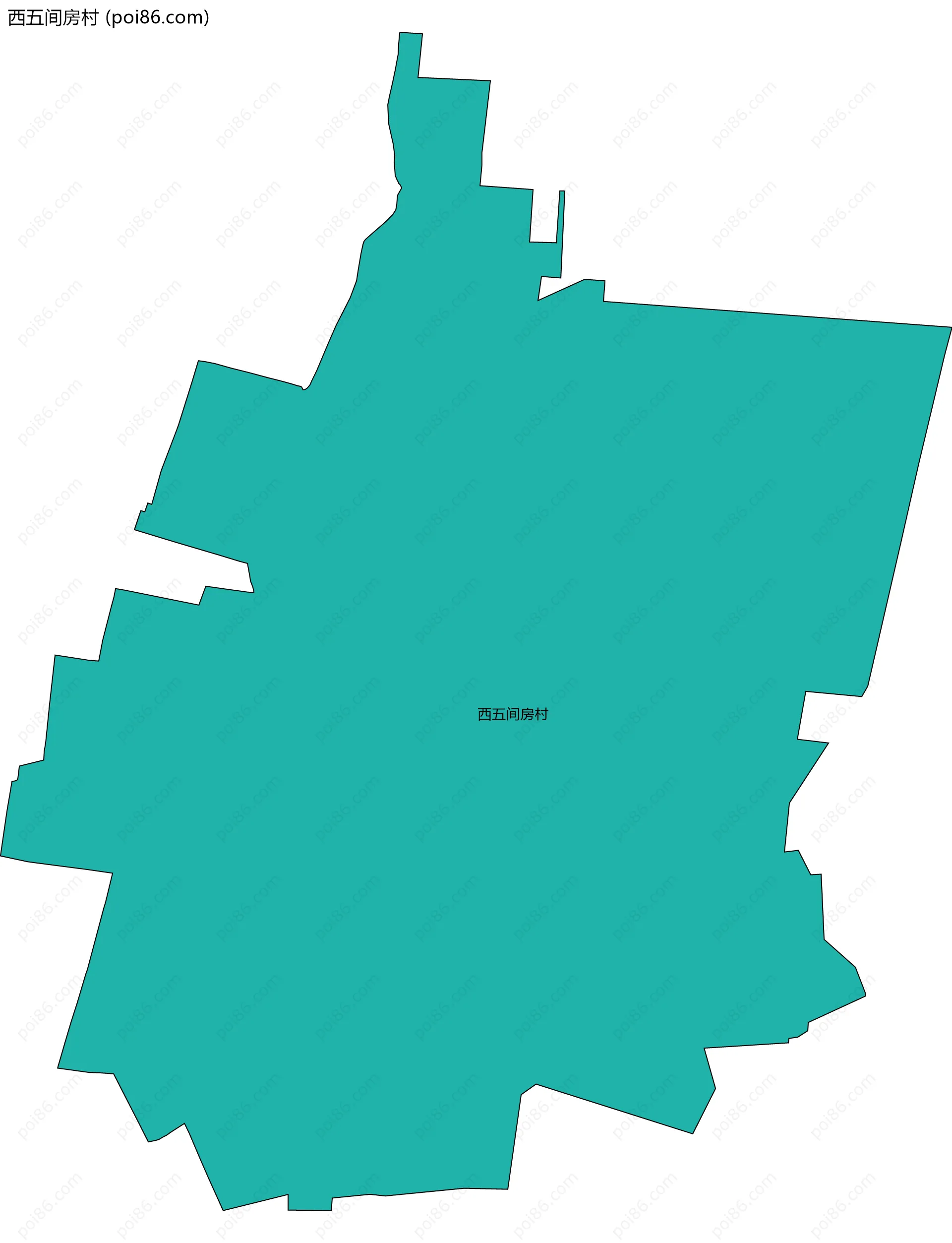 西五间房村边界地图