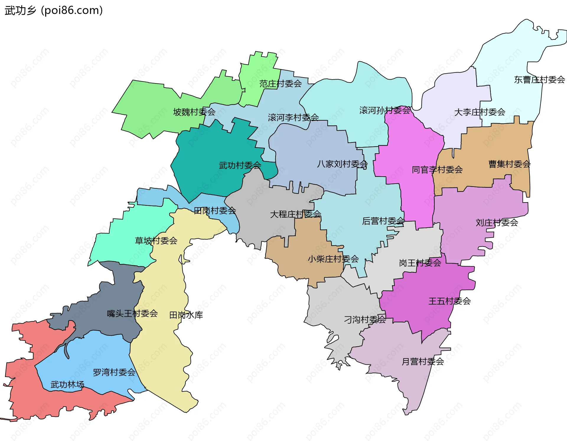 武功乡边界地图(五级行政区划)