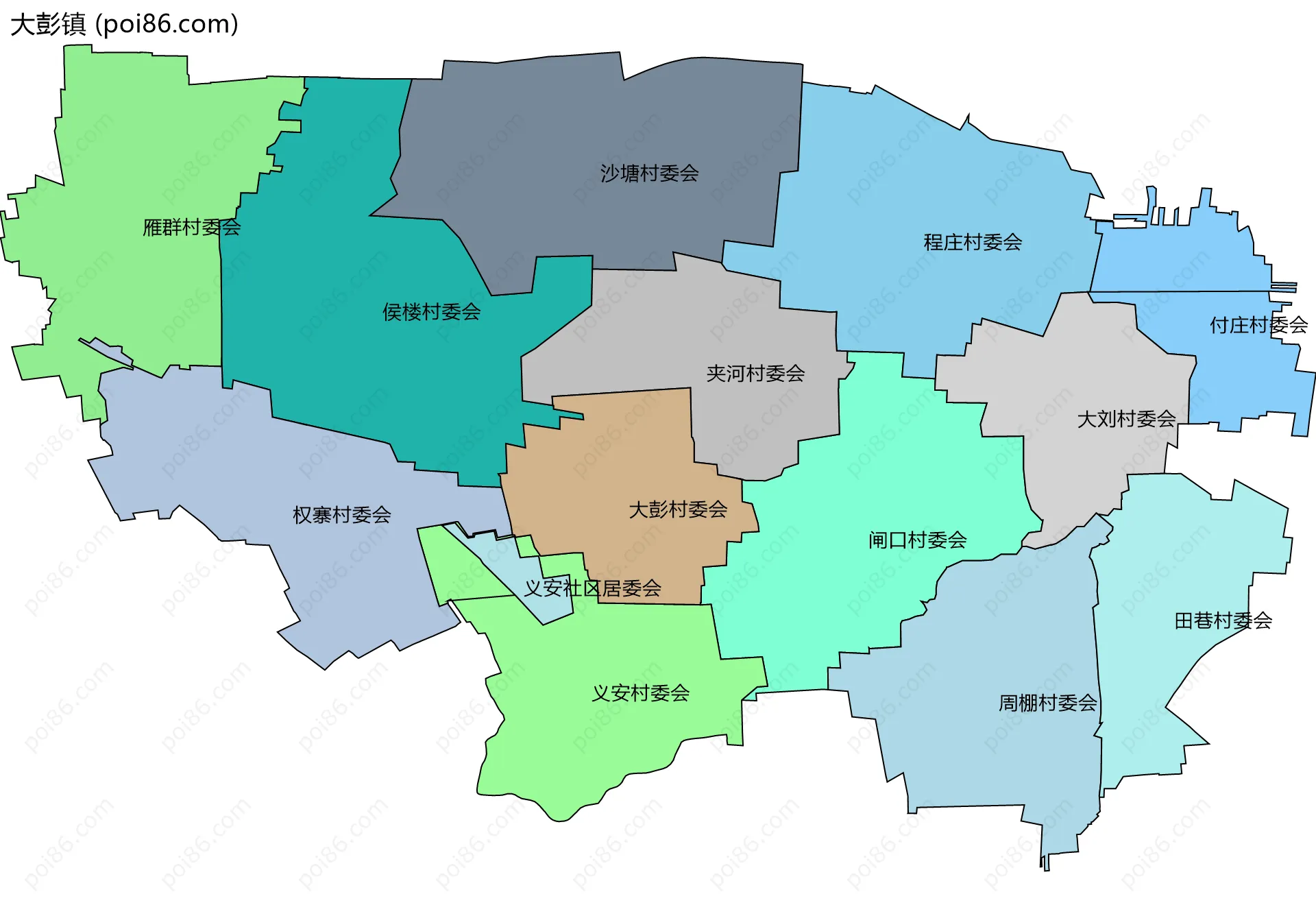 大彭镇边界地图(五级行政区划)