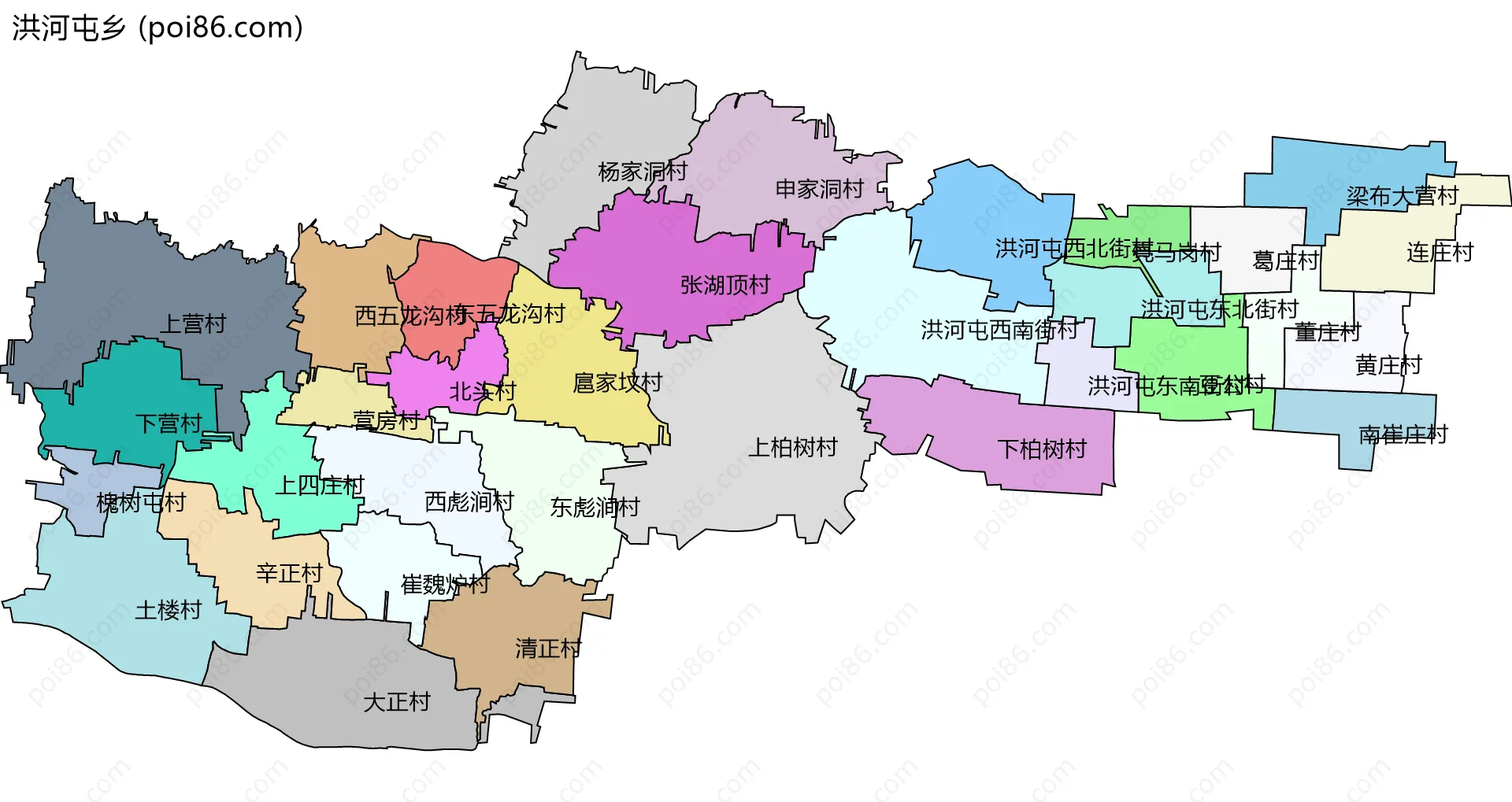 洪河屯乡边界地图(五级行政区划)