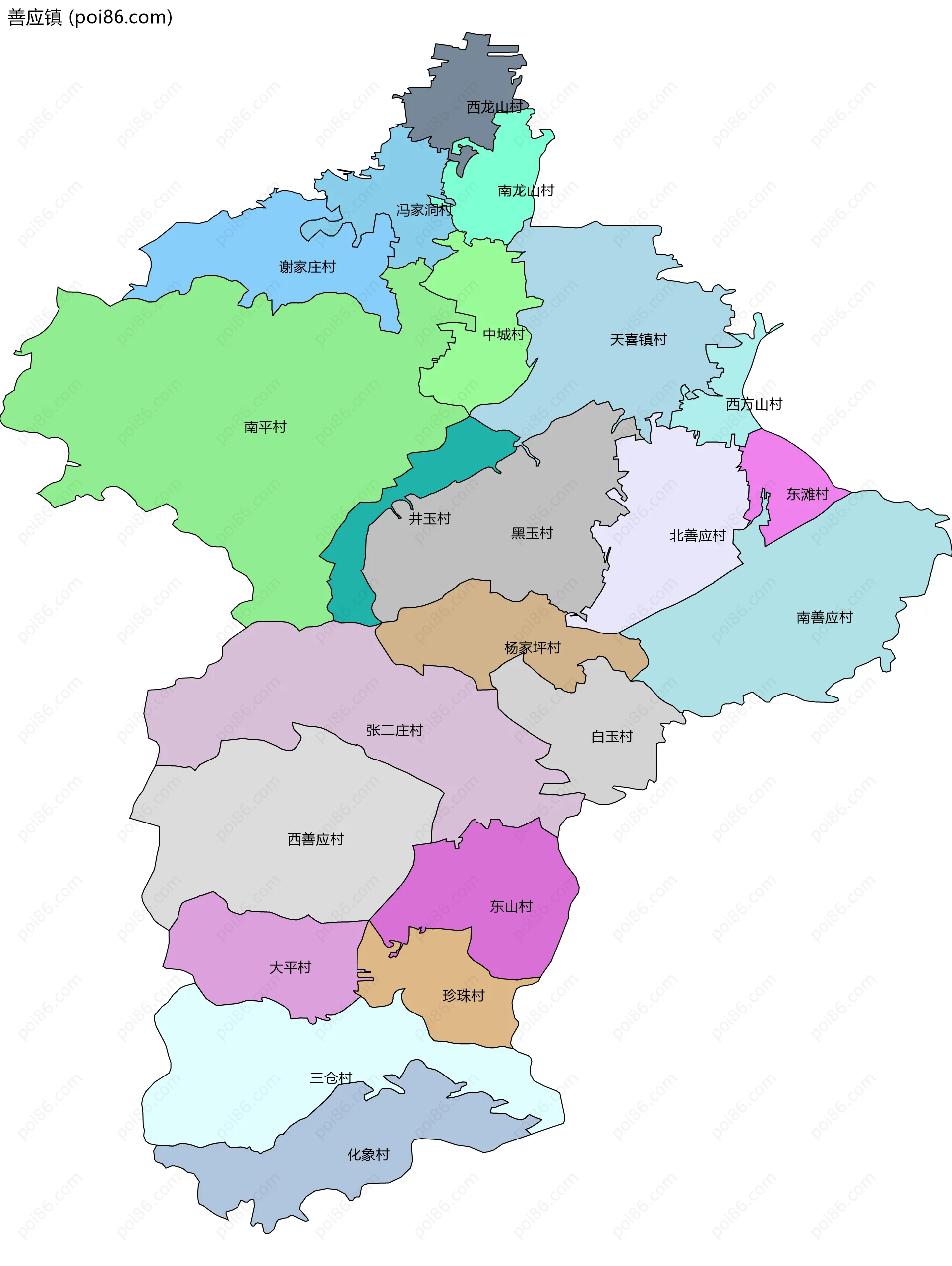 善应镇边界地图(五级行政区划)