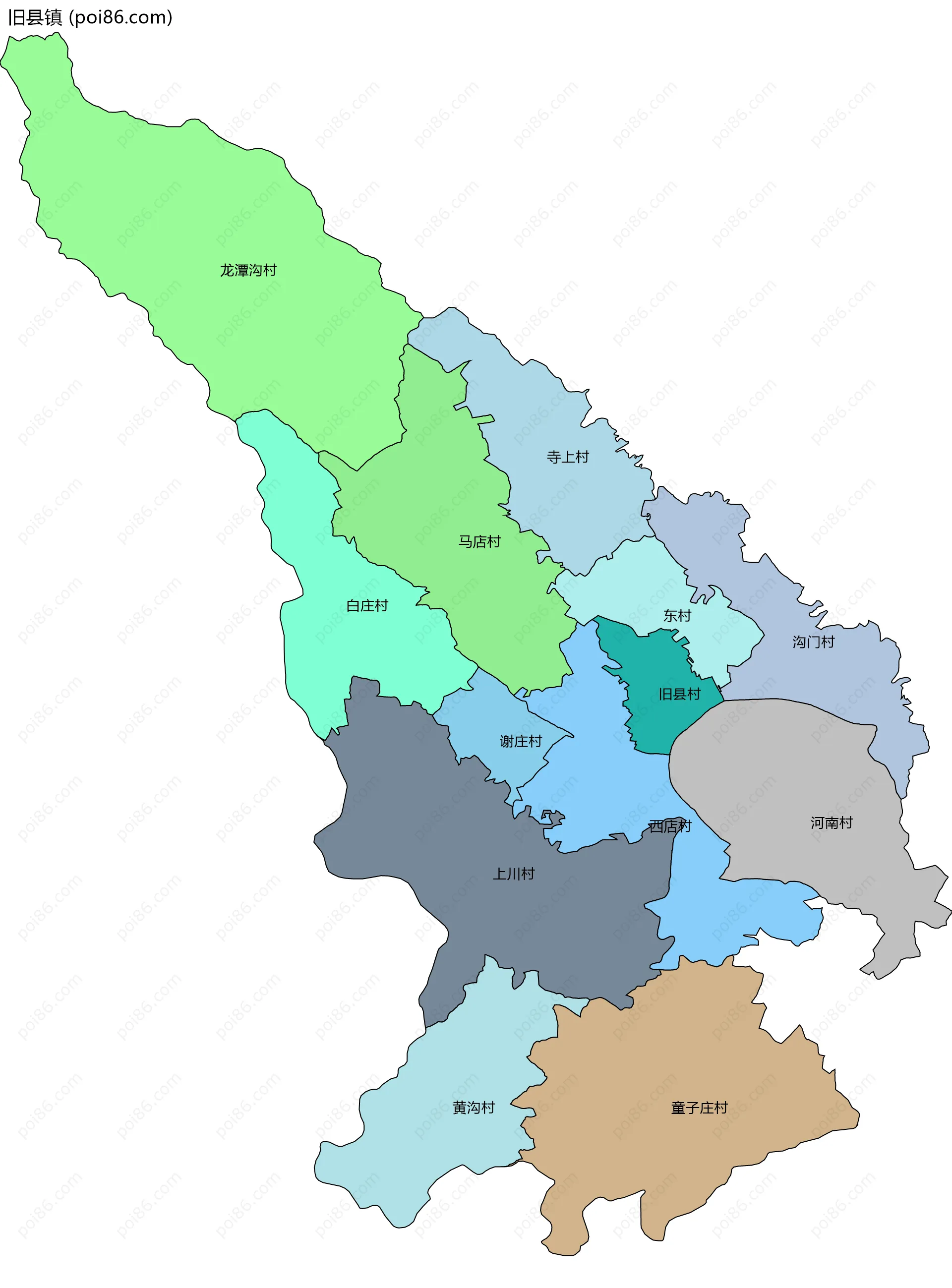 旧县镇边界地图(五级行政区划)