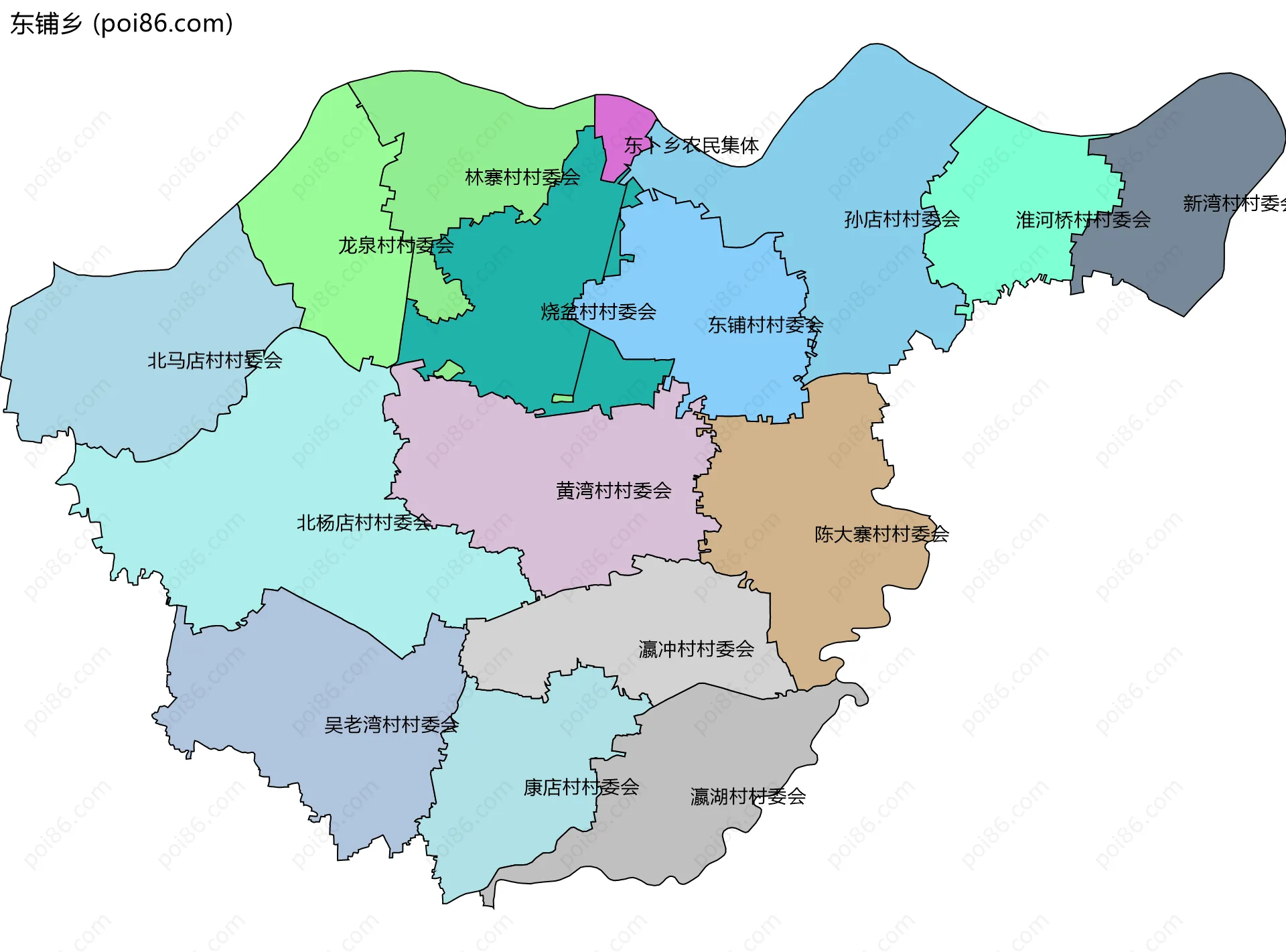 东铺乡边界地图(五级行政区划)
