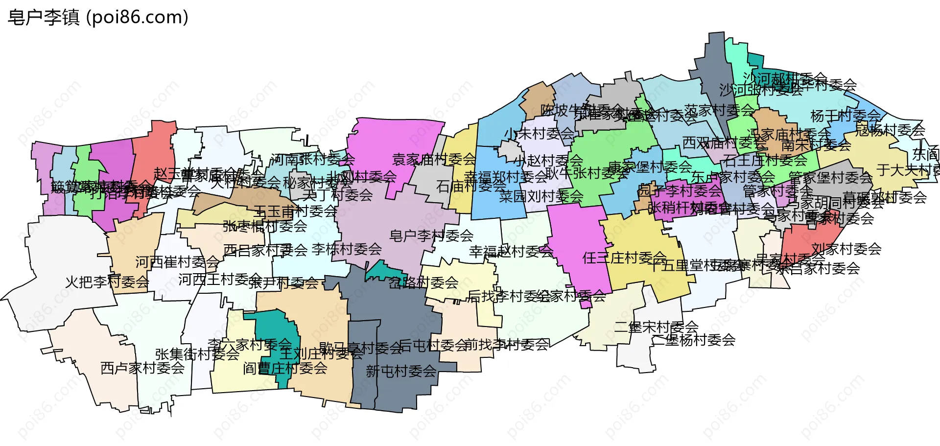 皂户李镇边界地图(五级行政区划)