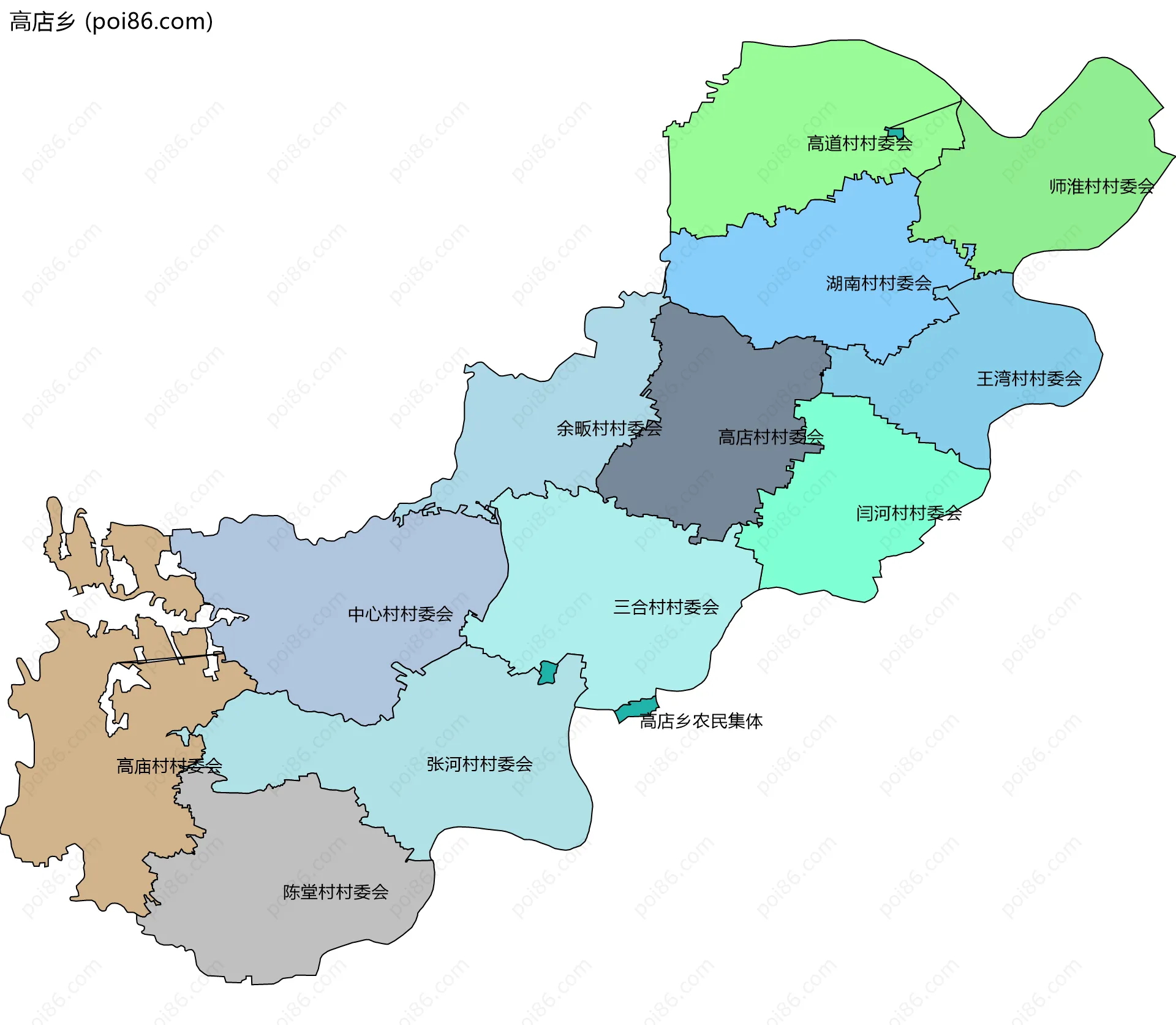 高店乡边界地图(五级行政区划)