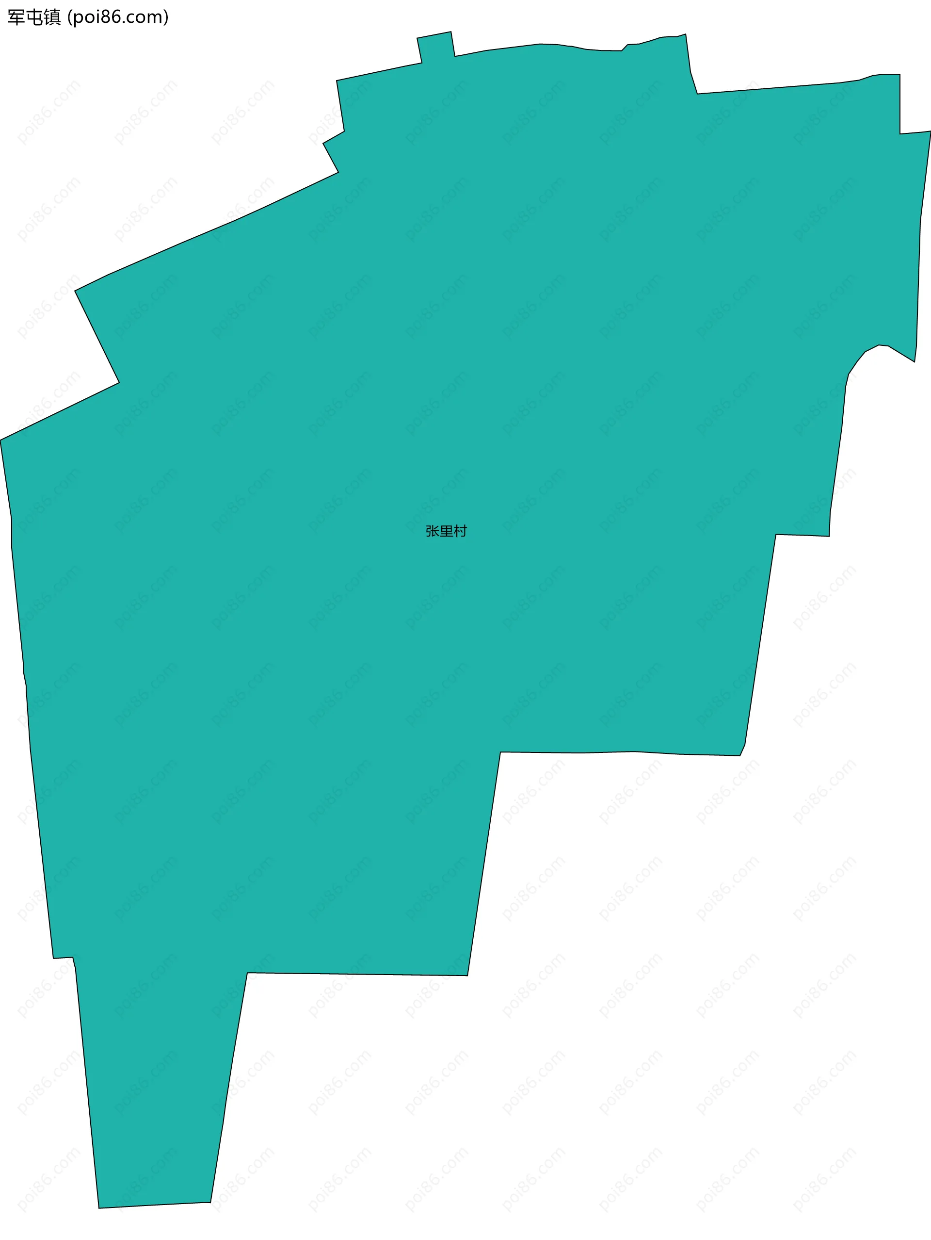 军屯镇边界地图(五级行政区划)