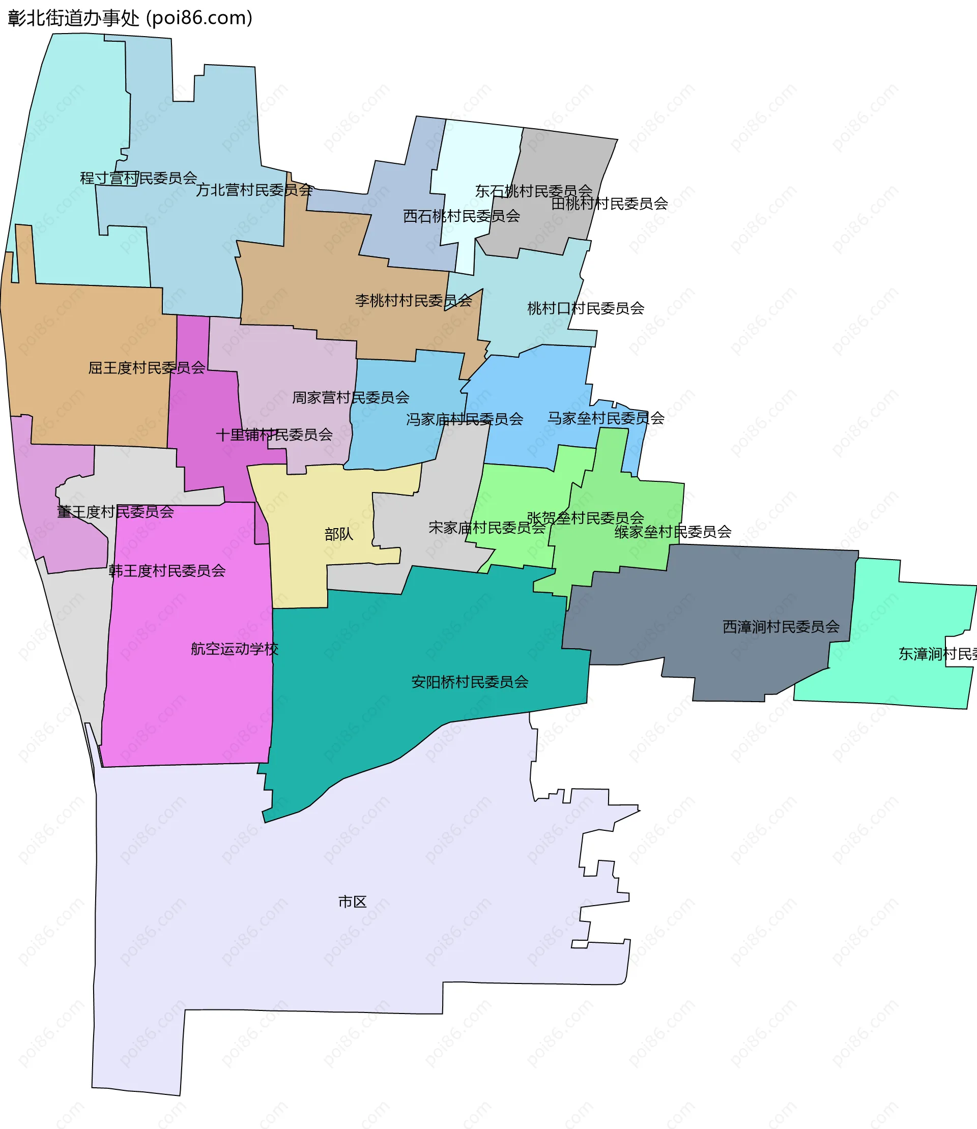 彰北街道办事处边界地图(五级行政区划)