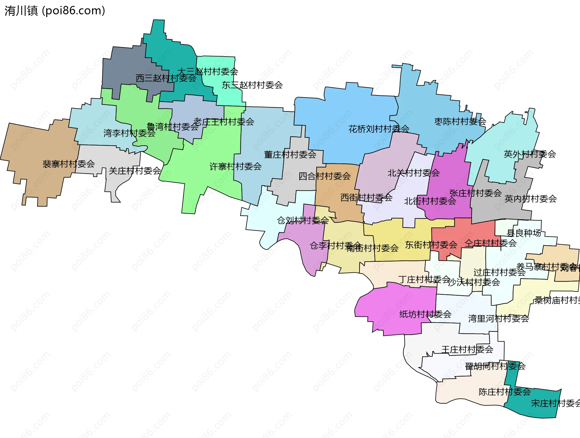 洧川镇边界地图(五级行政区划)