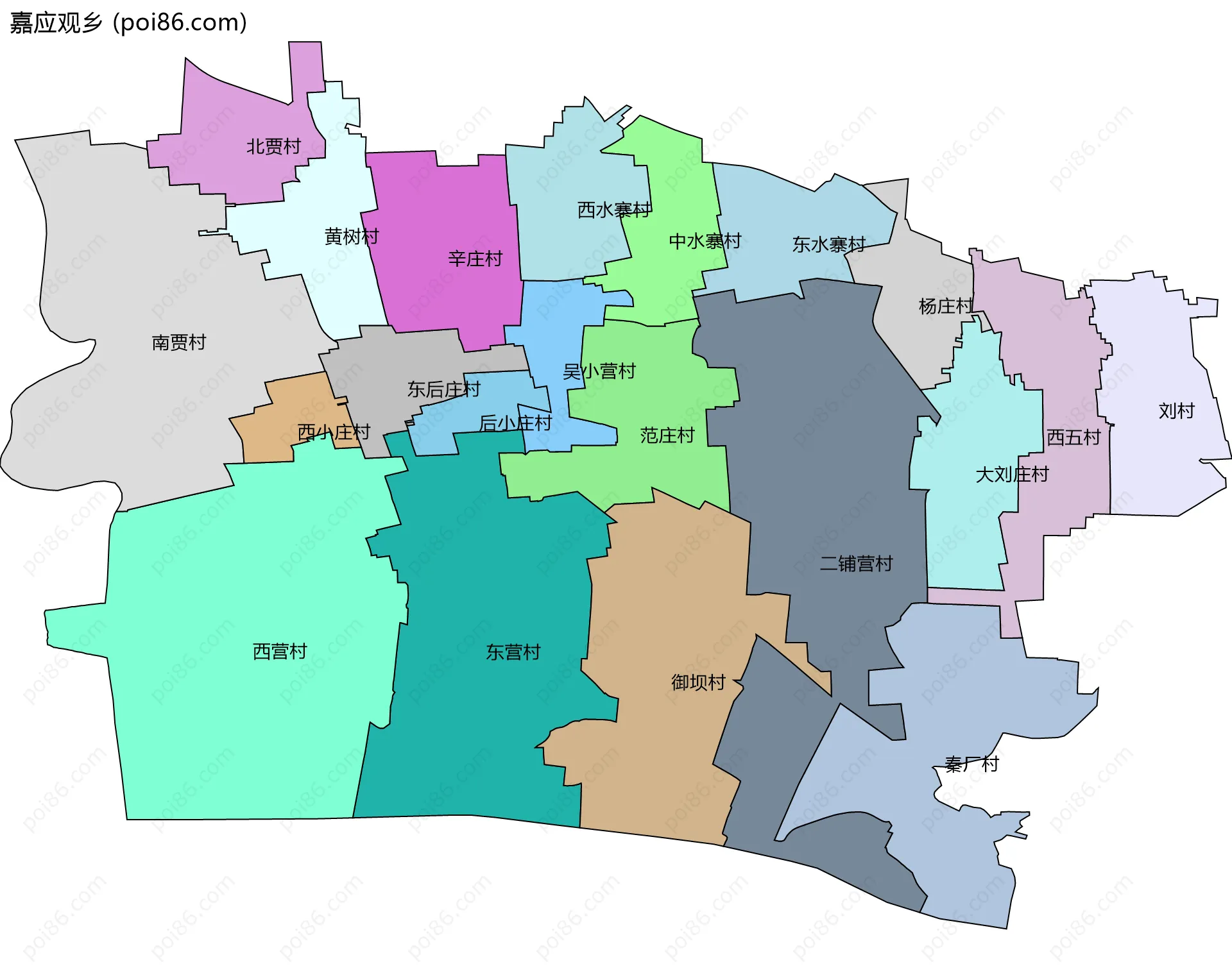 嘉应观乡边界地图(五级行政区划)