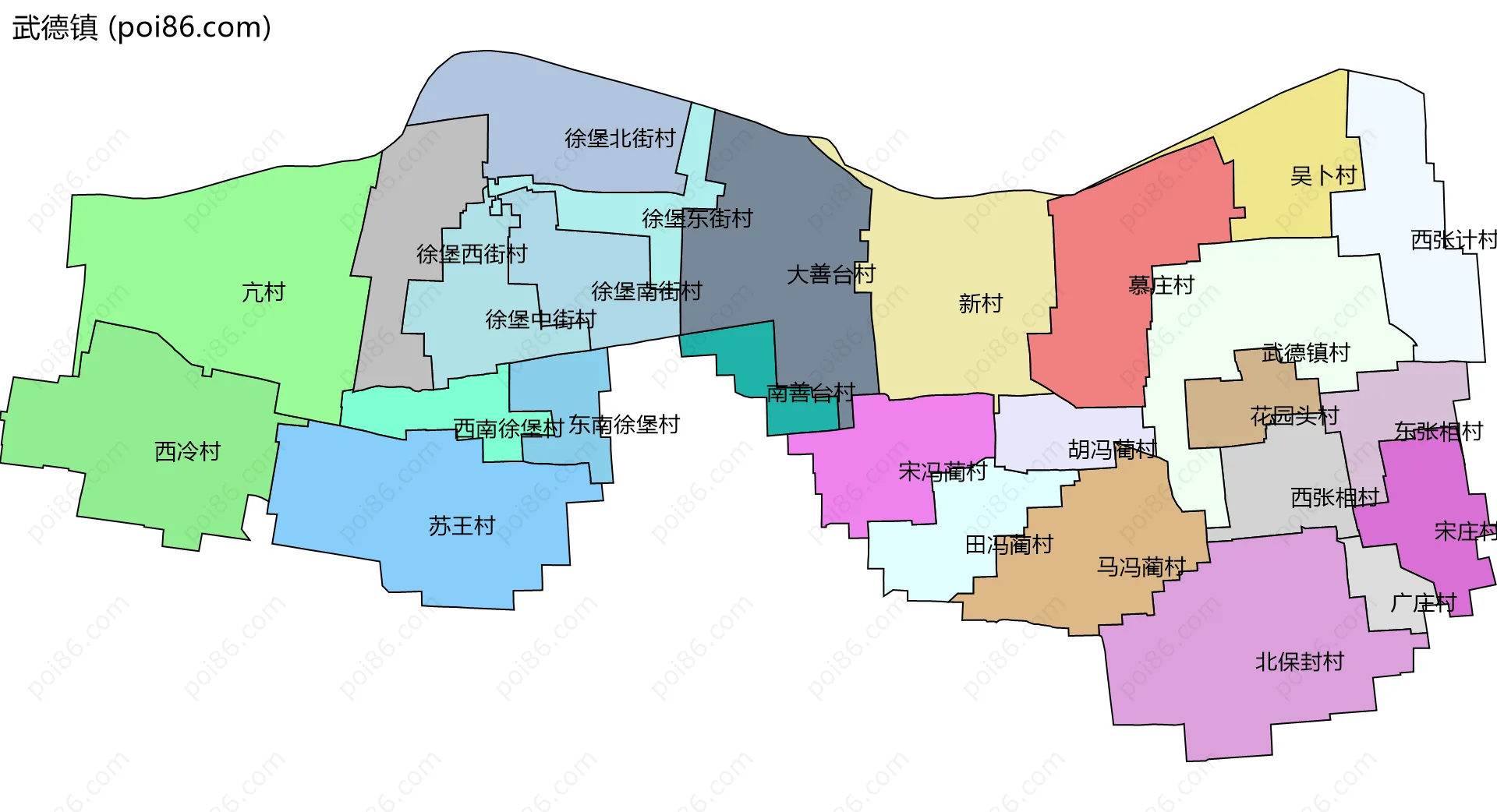 武德镇边界地图(五级行政区划)