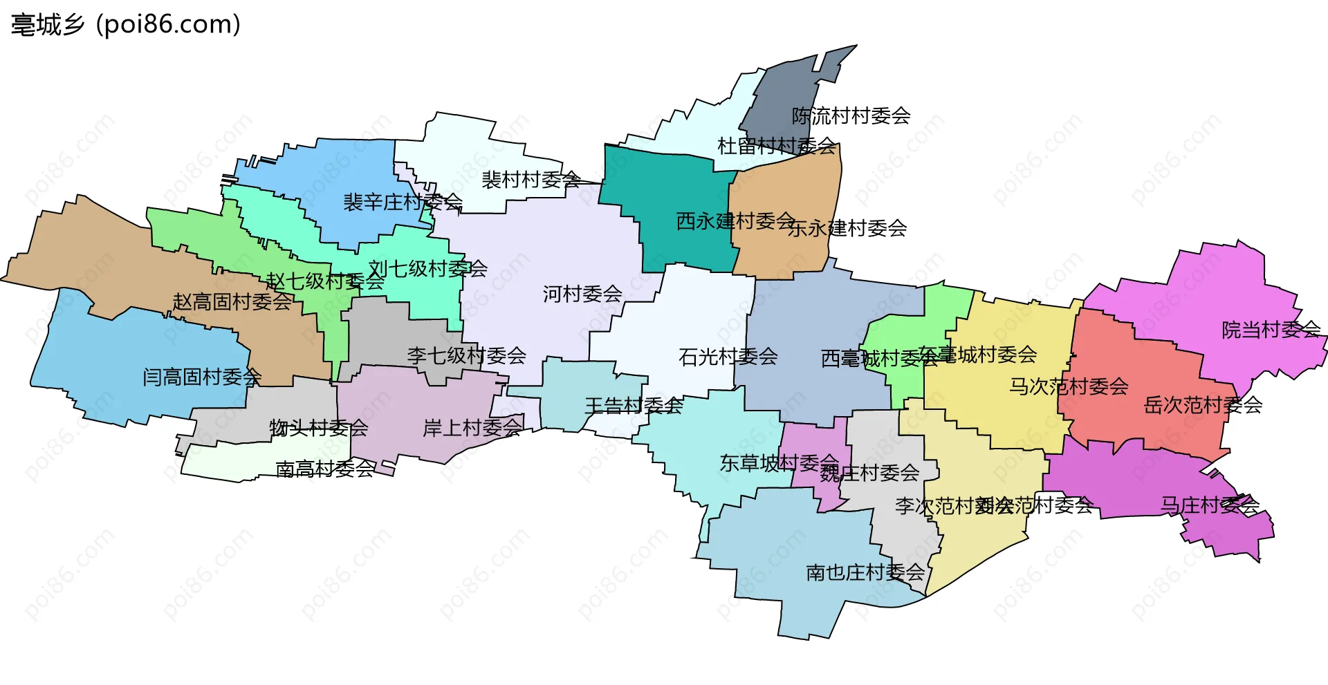 亳城乡边界地图(五级行政区划)