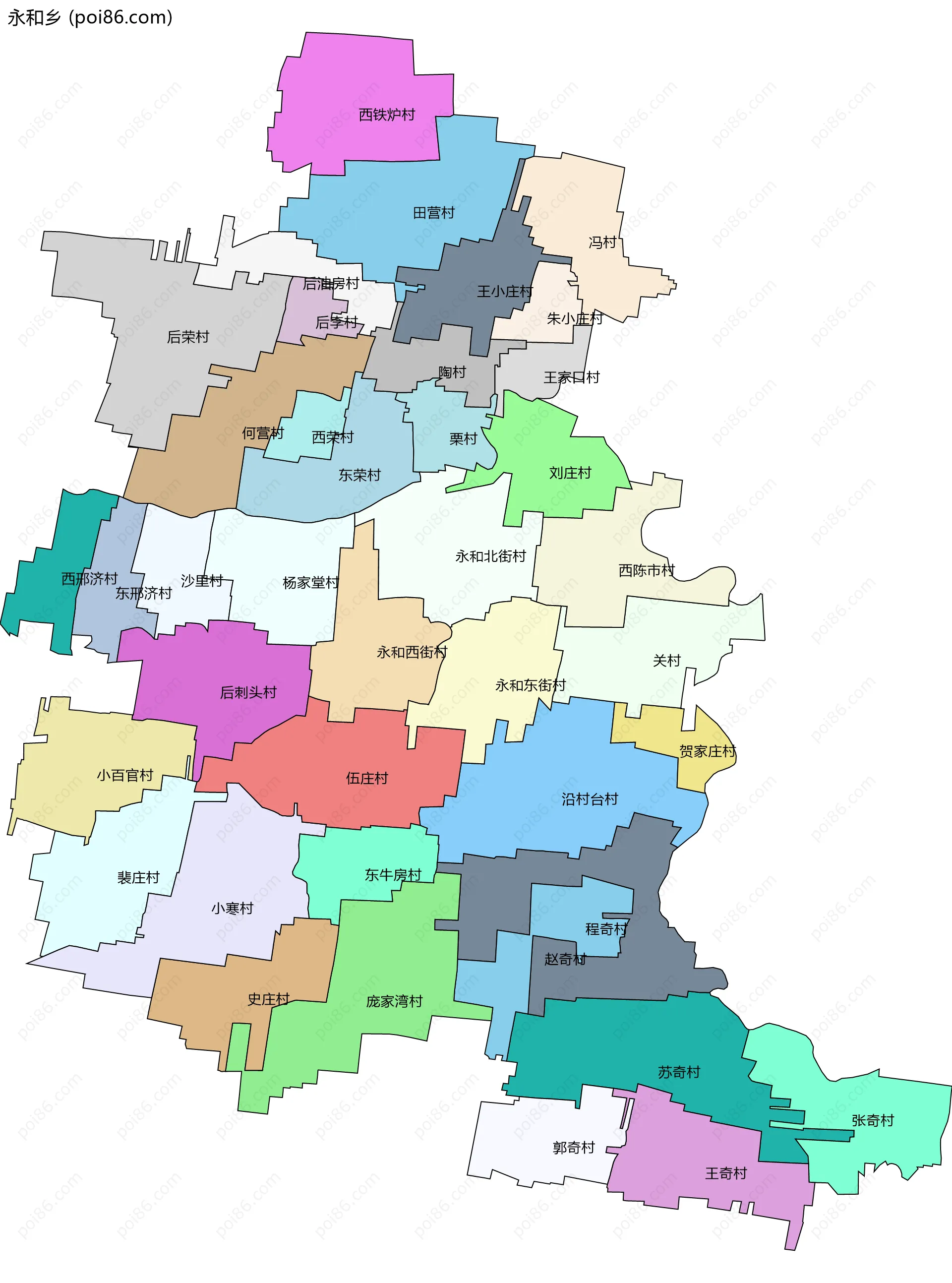 永和乡边界地图(五级行政区划)