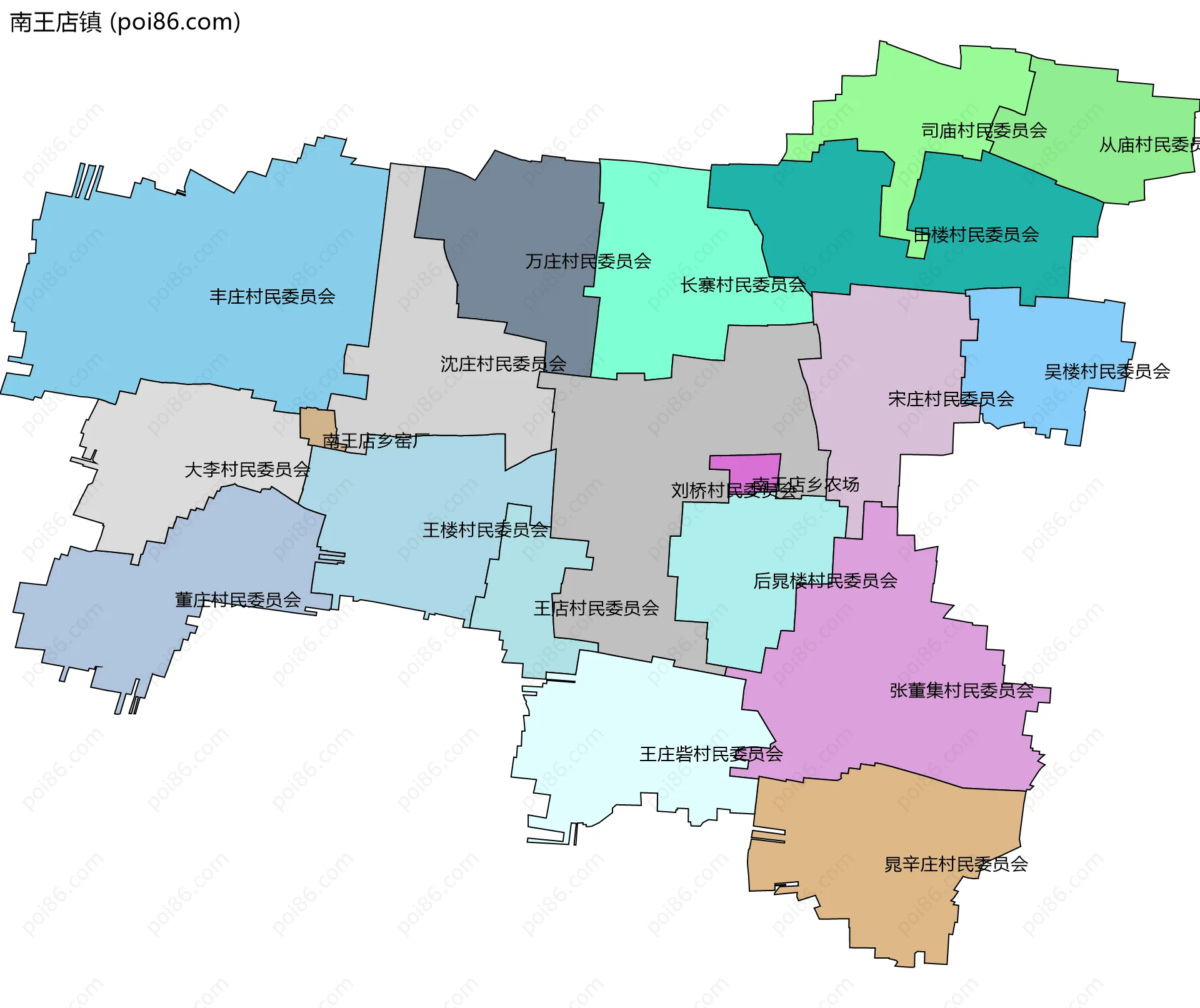 南王店镇边界地图(五级行政区划)