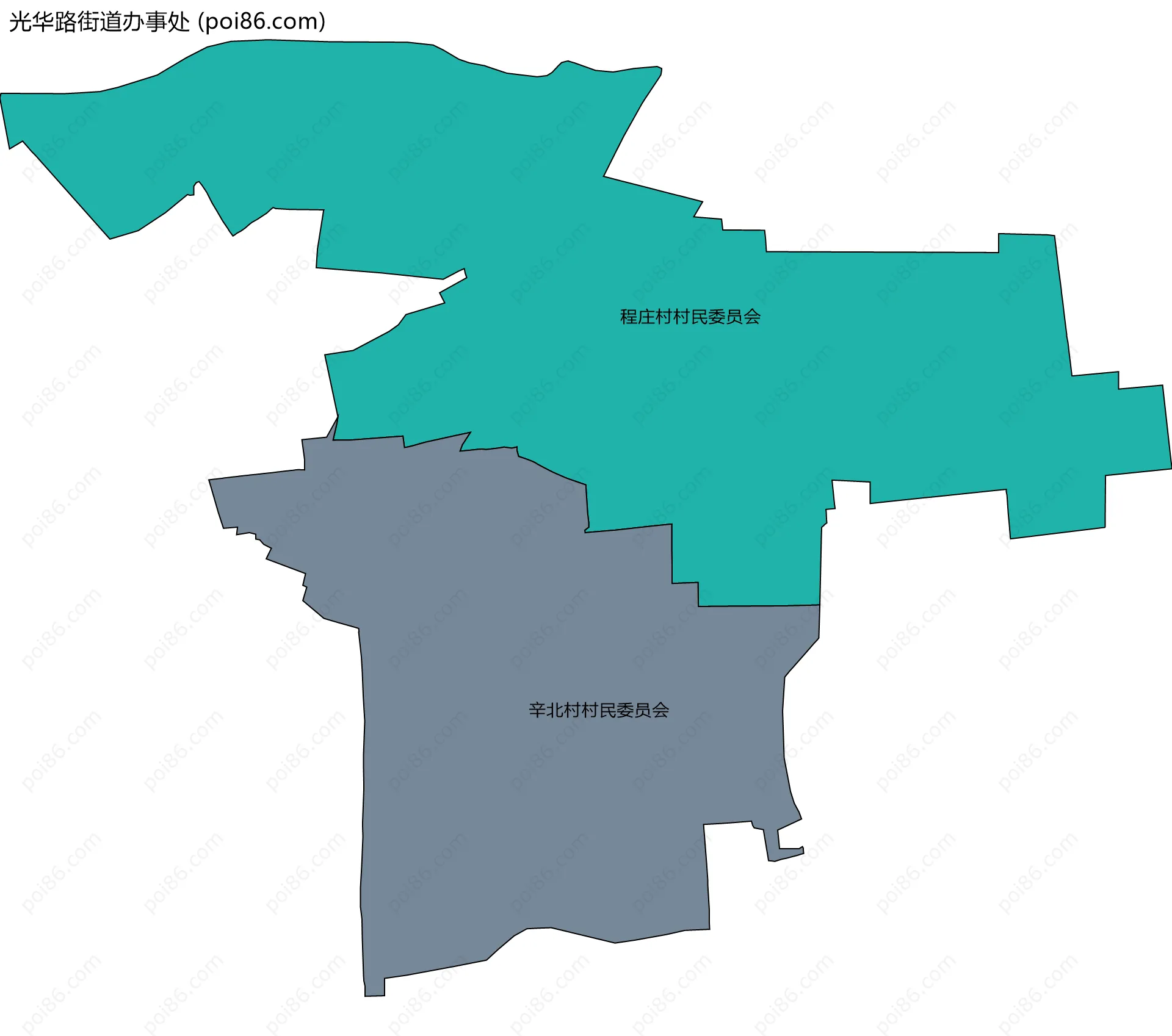 光华路街道办事处边界地图(五级行政区划)
