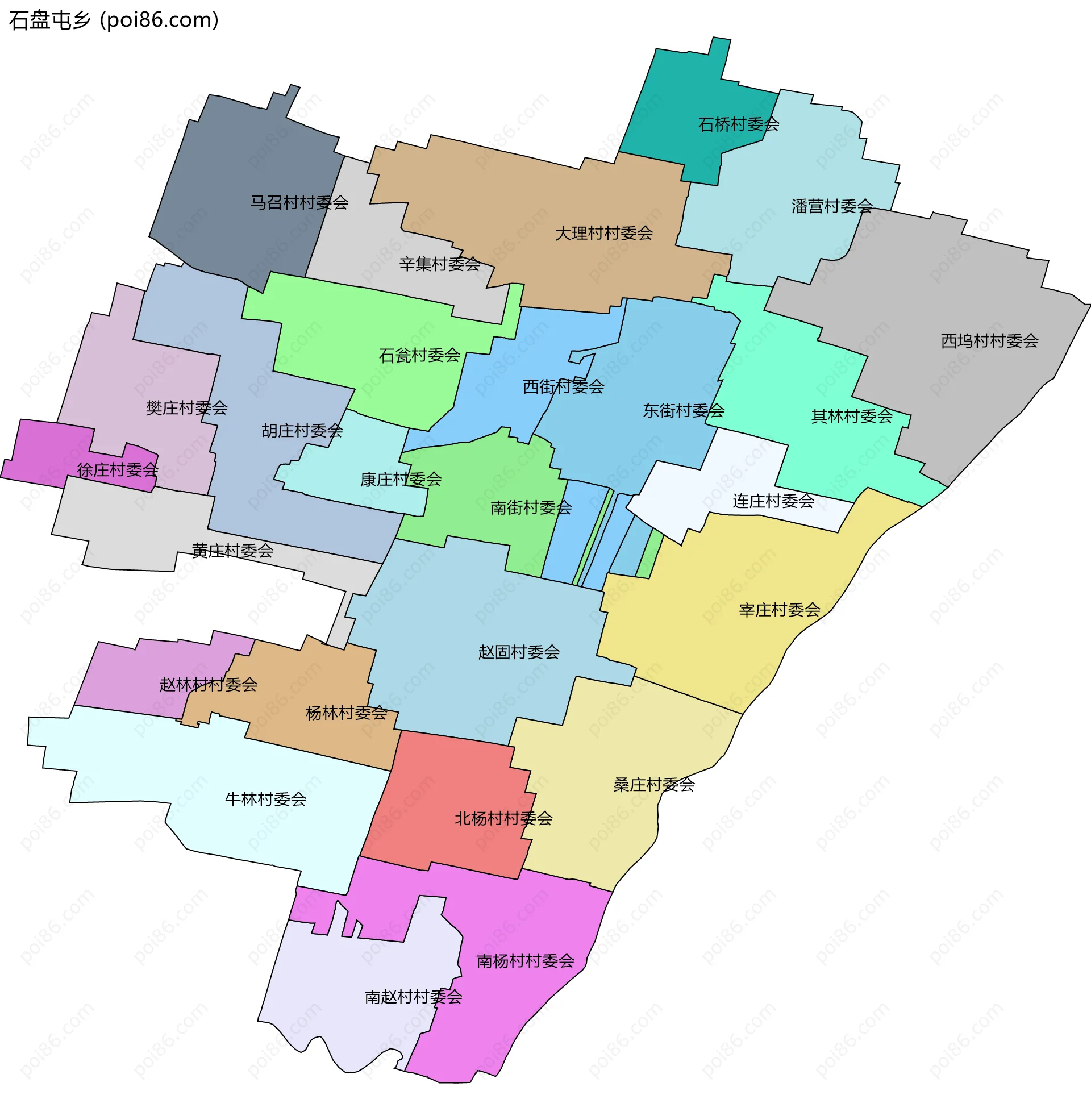 石盘屯乡边界地图(五级行政区划)