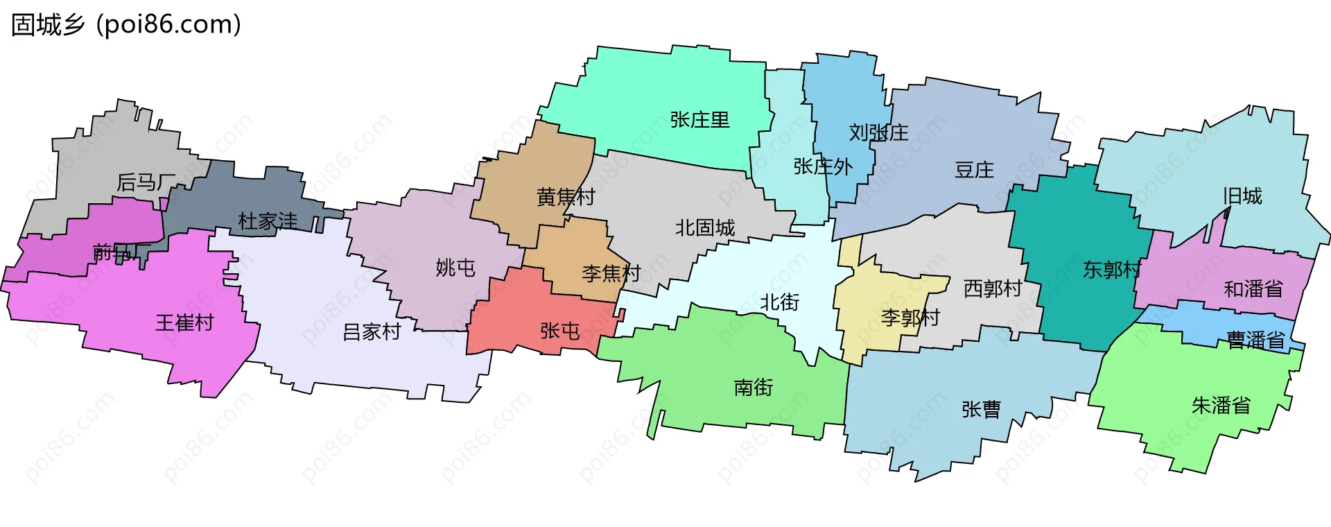 固城乡边界地图(五级行政区划)