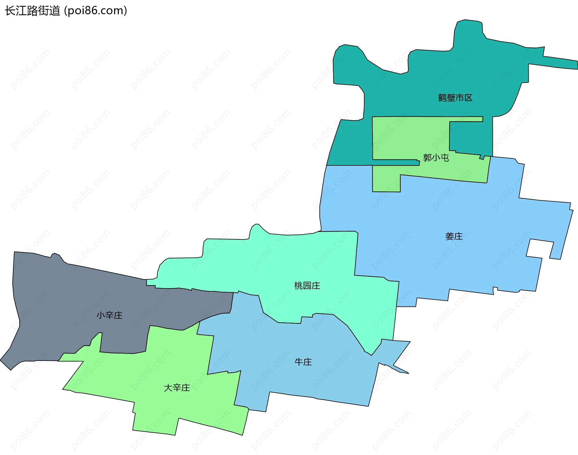 长江路街道边界地图(五级行政区划)