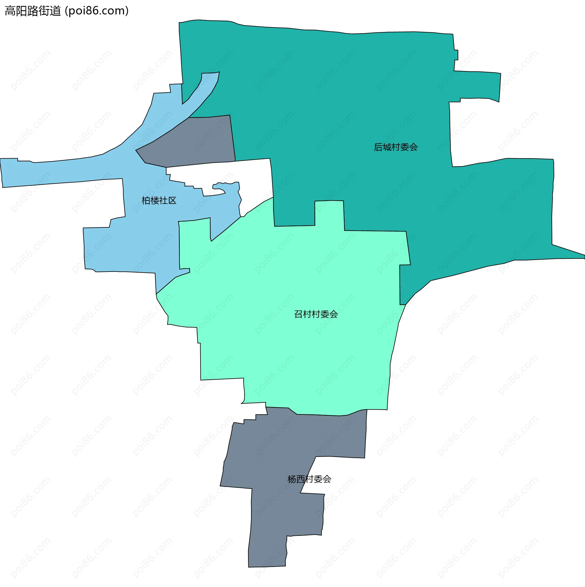高阳路街道边界地图(五级行政区划)
