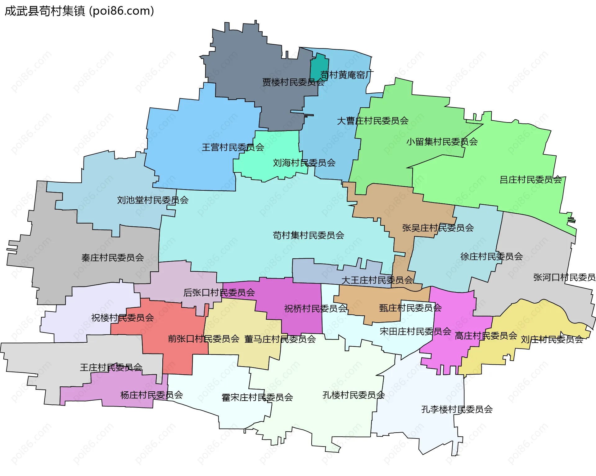 成武县苟村集镇边界地图(五级行政区划)