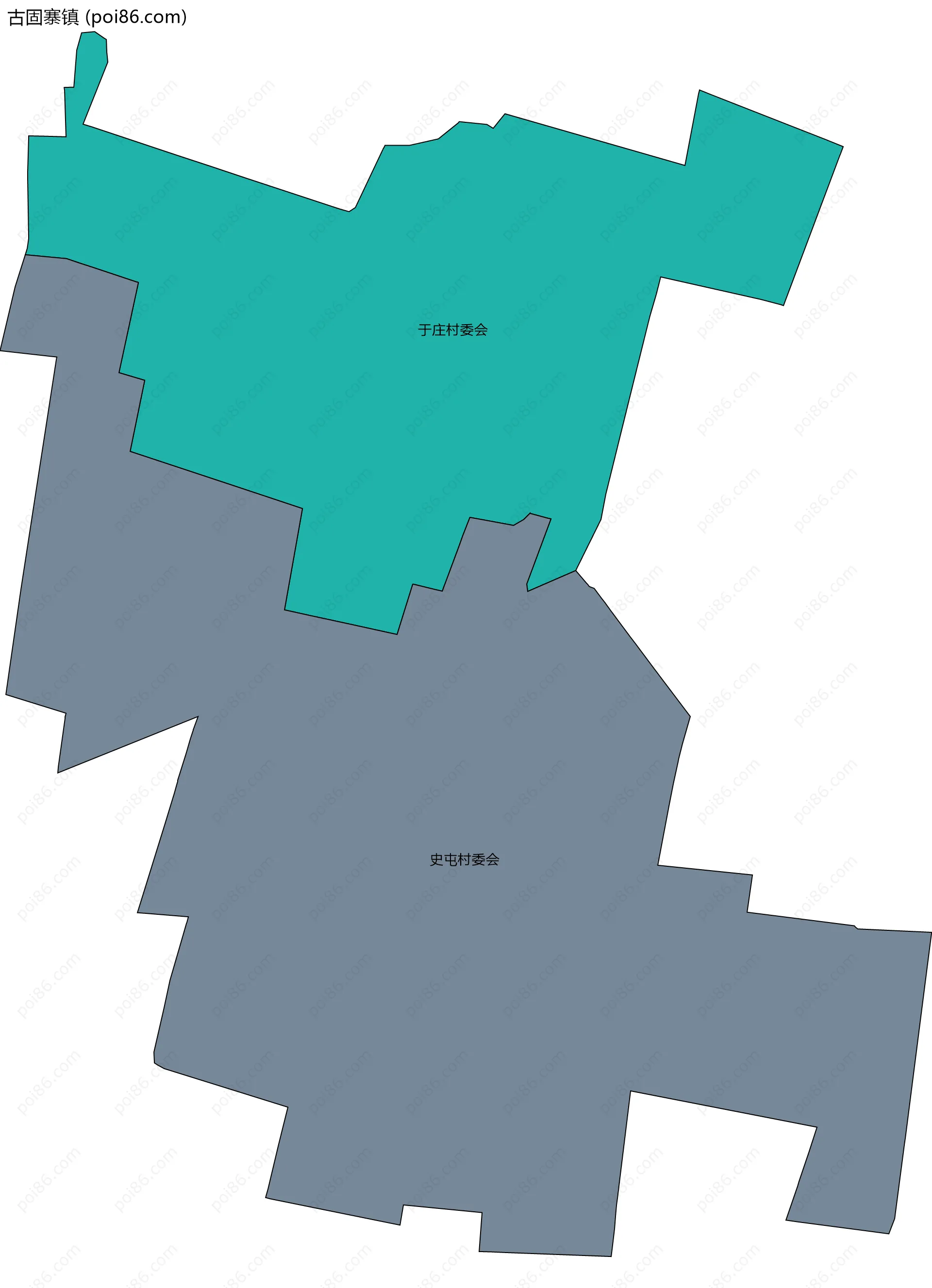 古固寨镇边界地图(五级行政区划)
