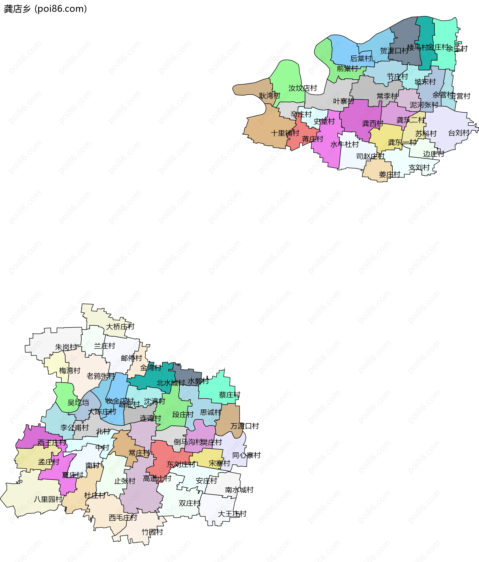 龚店乡边界地图(五级行政区划)