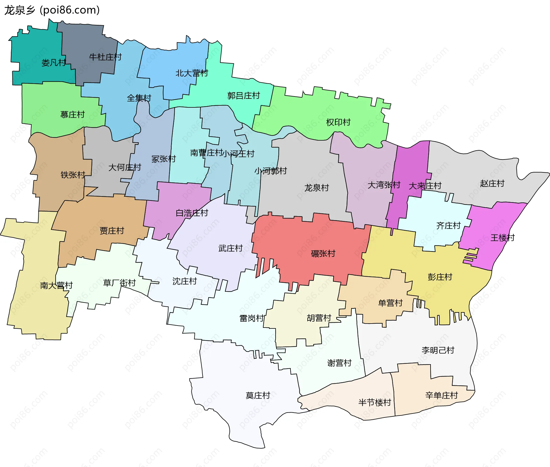 龙泉乡边界地图(五级行政区划)