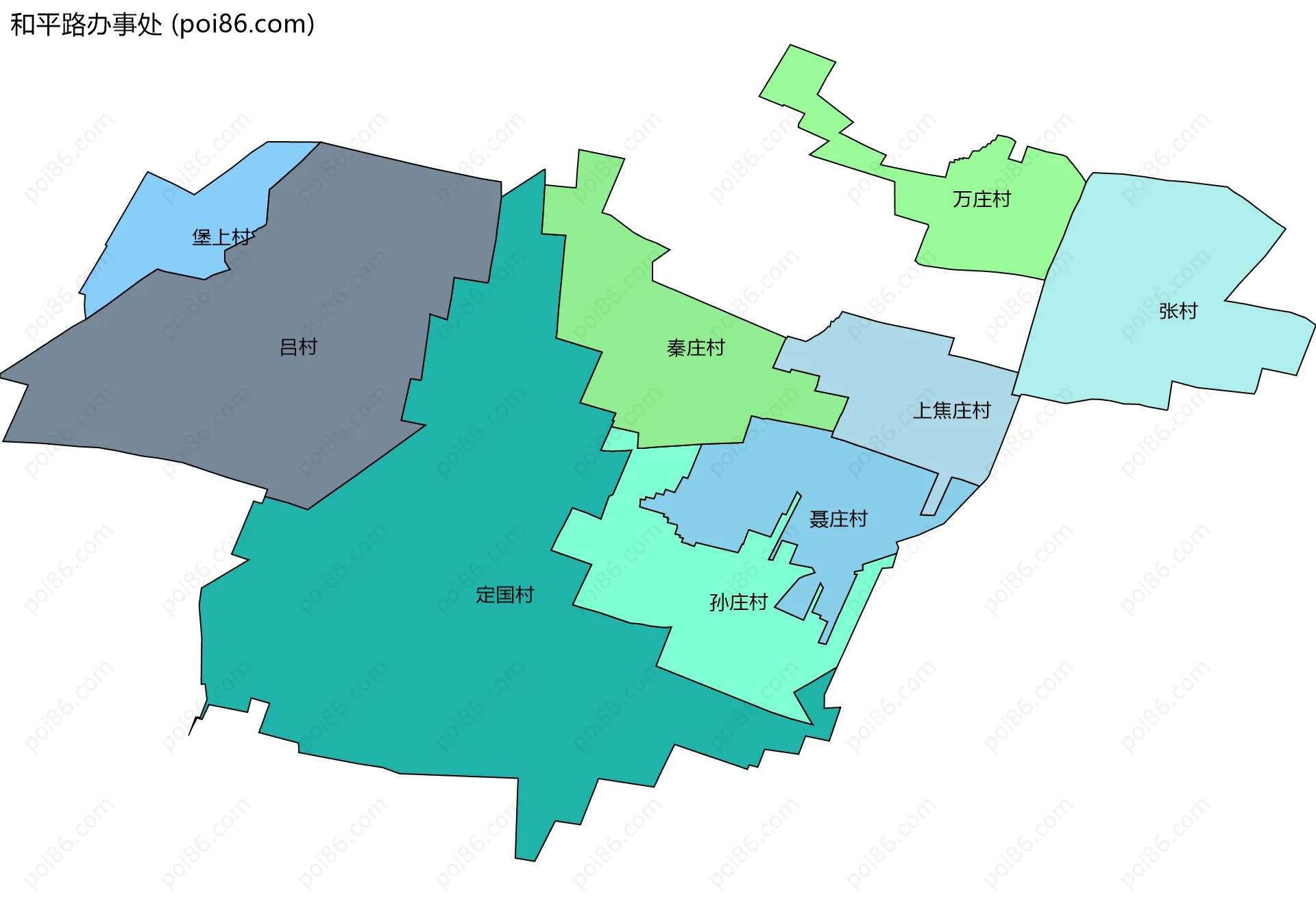 和平路办事处边界地图(五级行政区划)