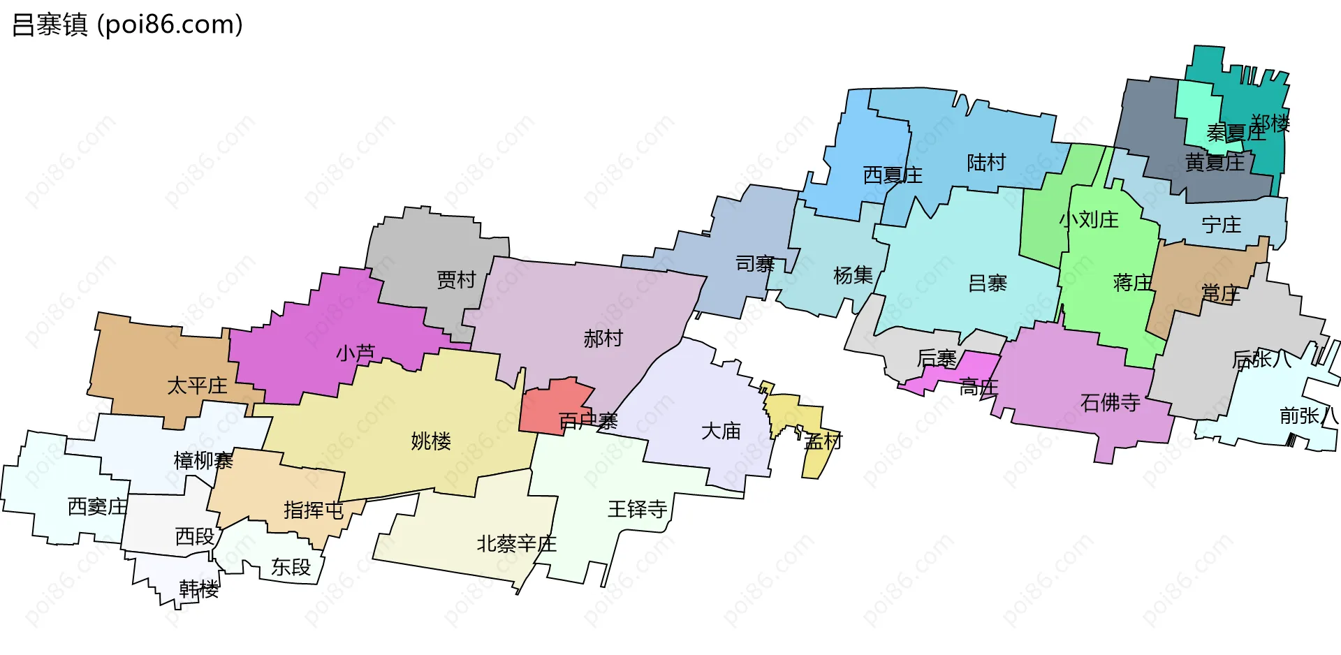 吕寨镇边界地图(五级行政区划)