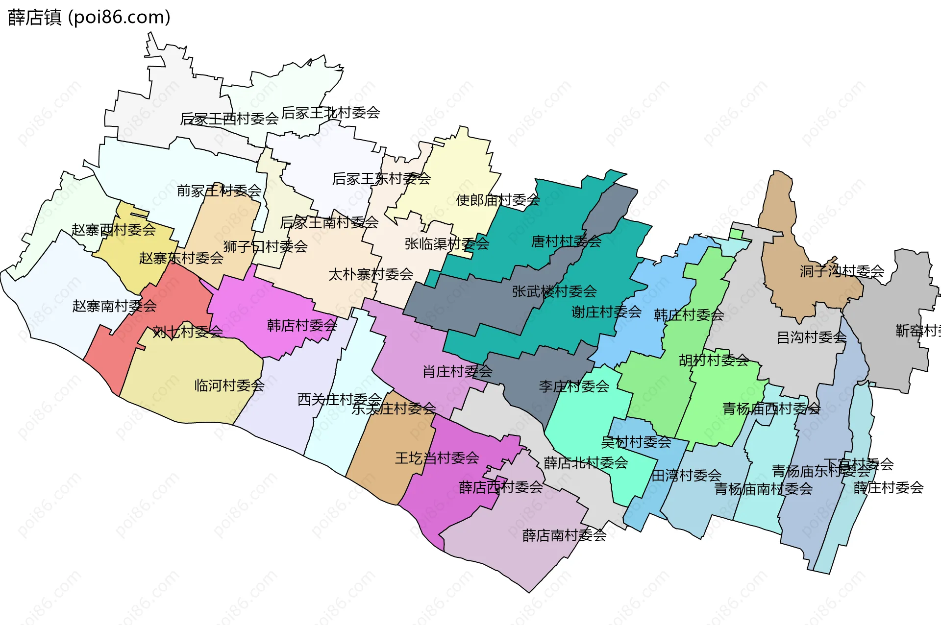 薛店镇边界地图(五级行政区划)