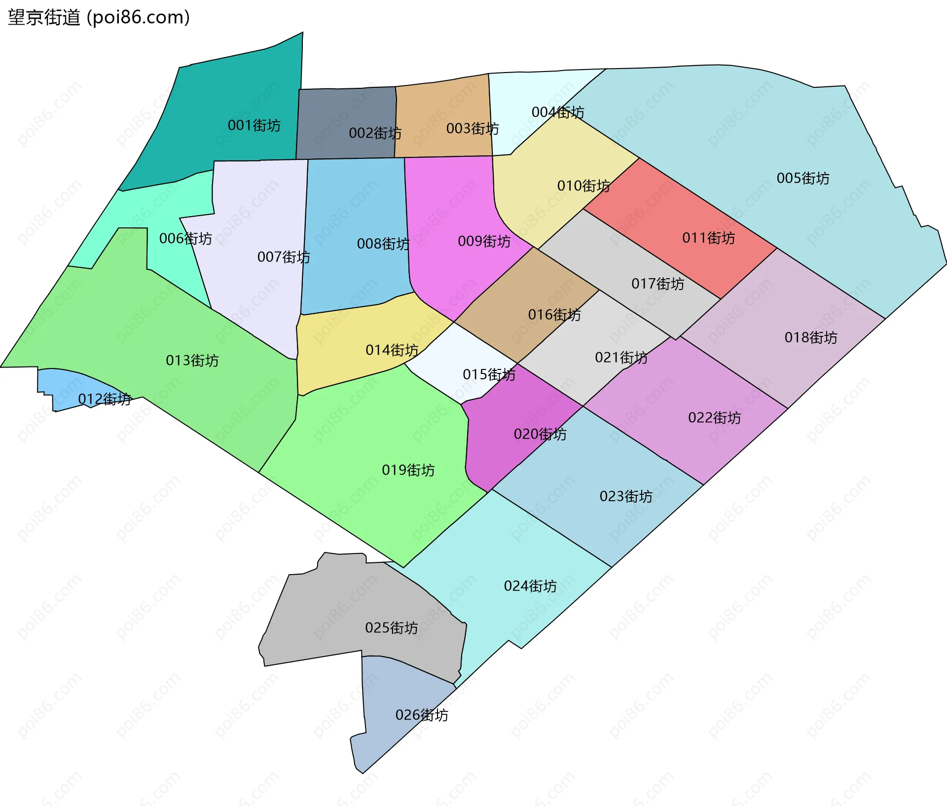 望京街道边界地图(五级行政区划)