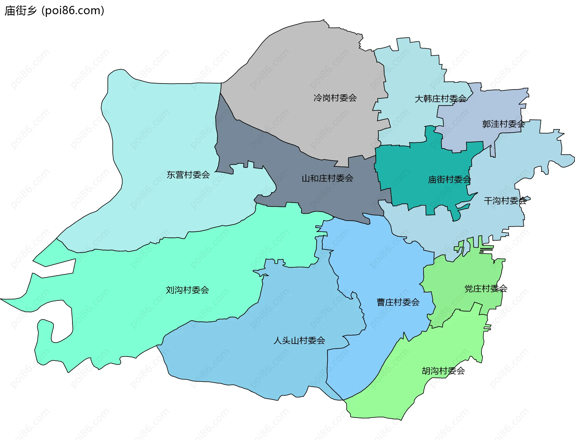 庙街乡边界地图(五级行政区划)