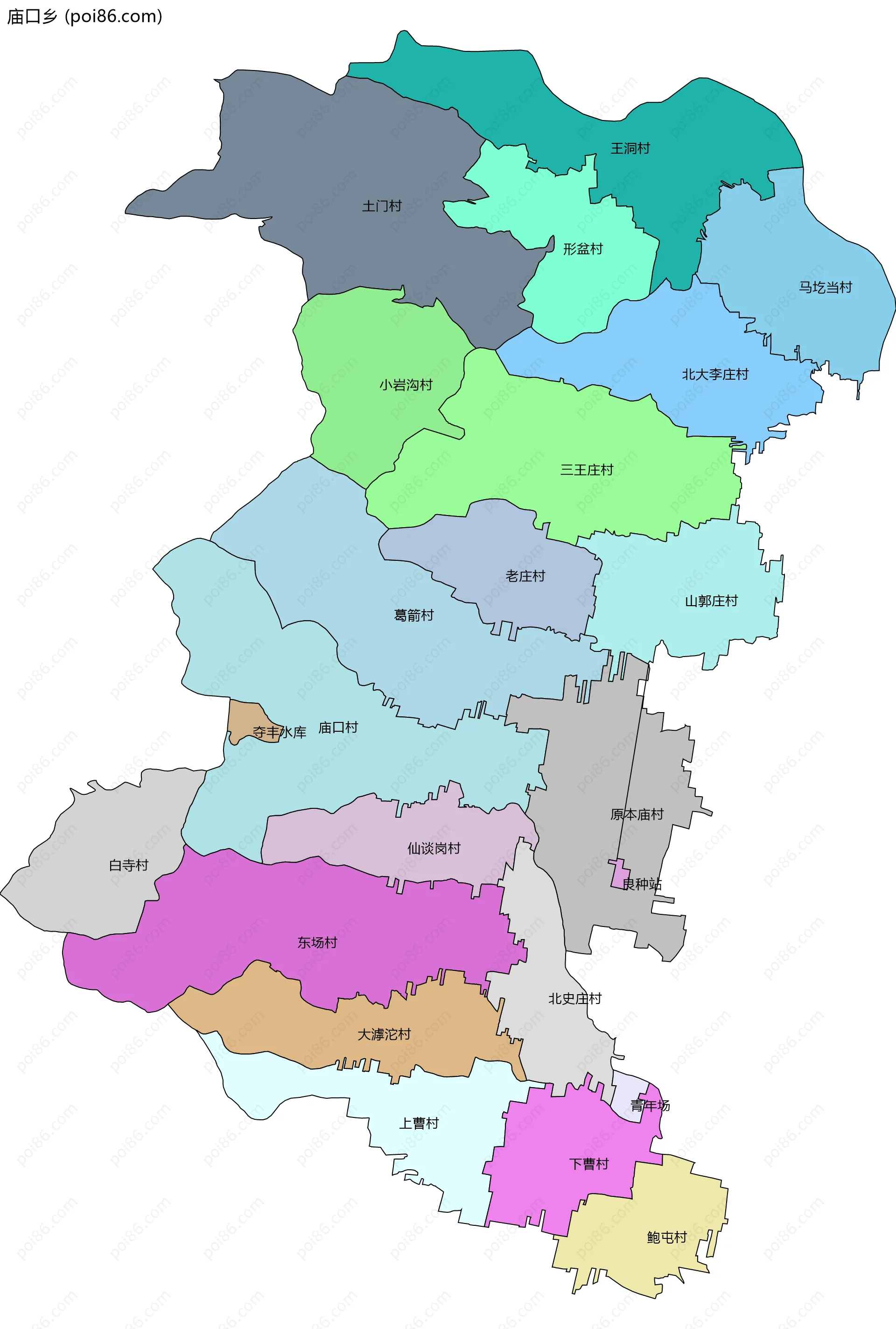 庙口乡边界地图(五级行政区划)