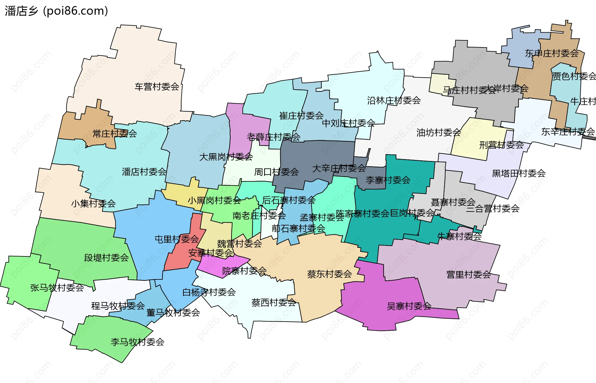 潘店乡边界地图(五级行政区划)