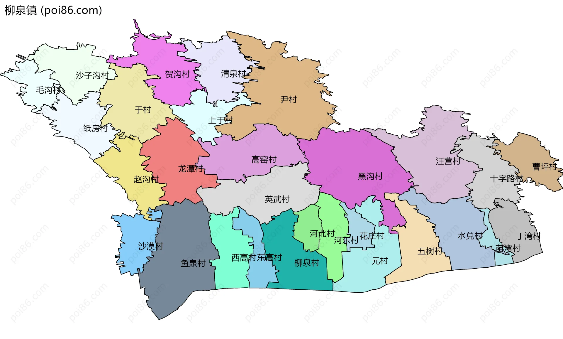 柳泉镇边界地图(五级行政区划)