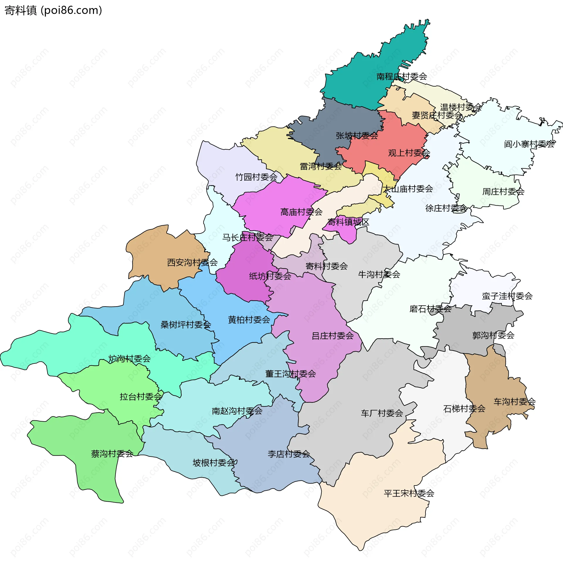 寄料镇边界地图(五级行政区划)