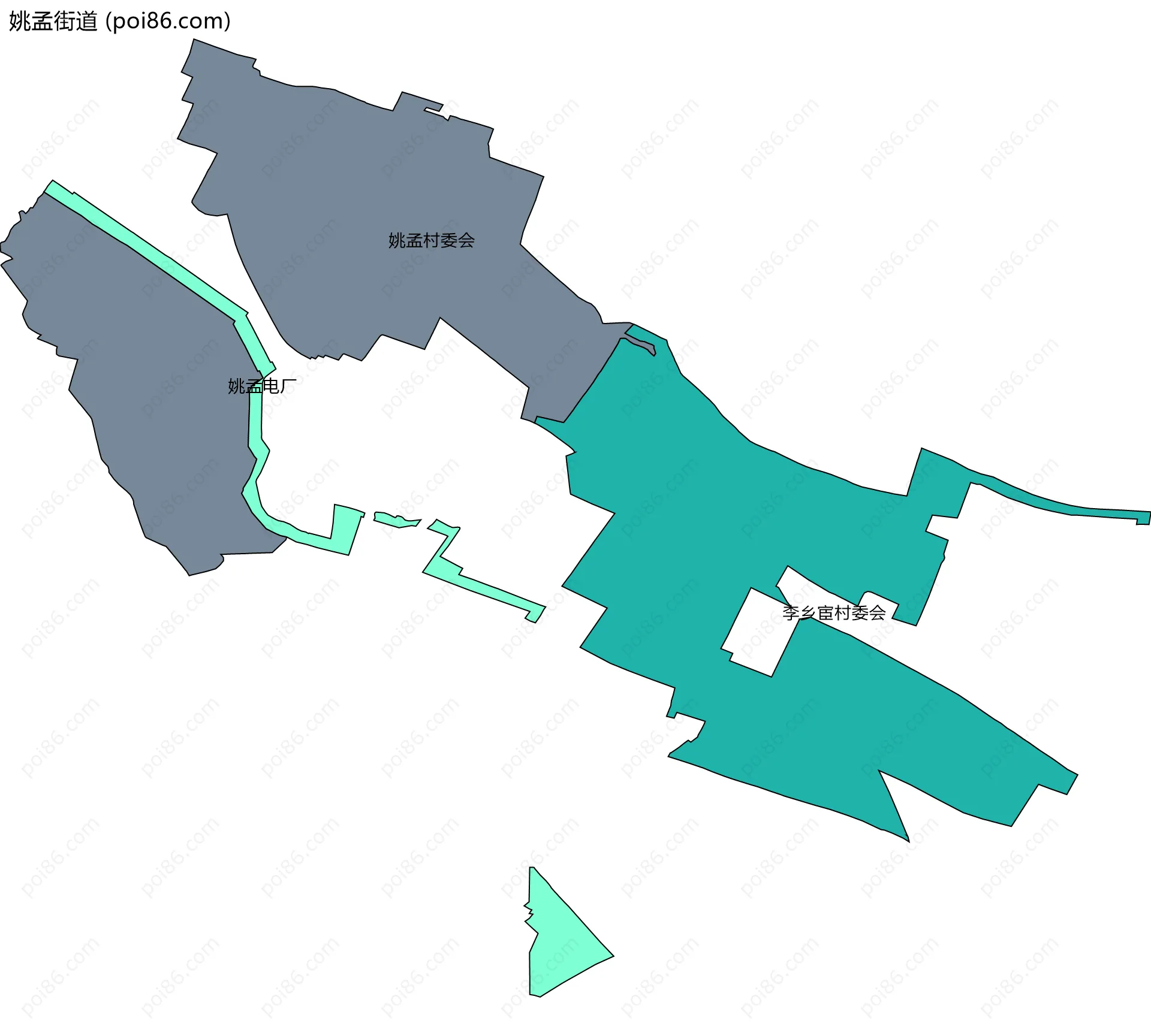 姚孟街道边界地图(五级行政区划)