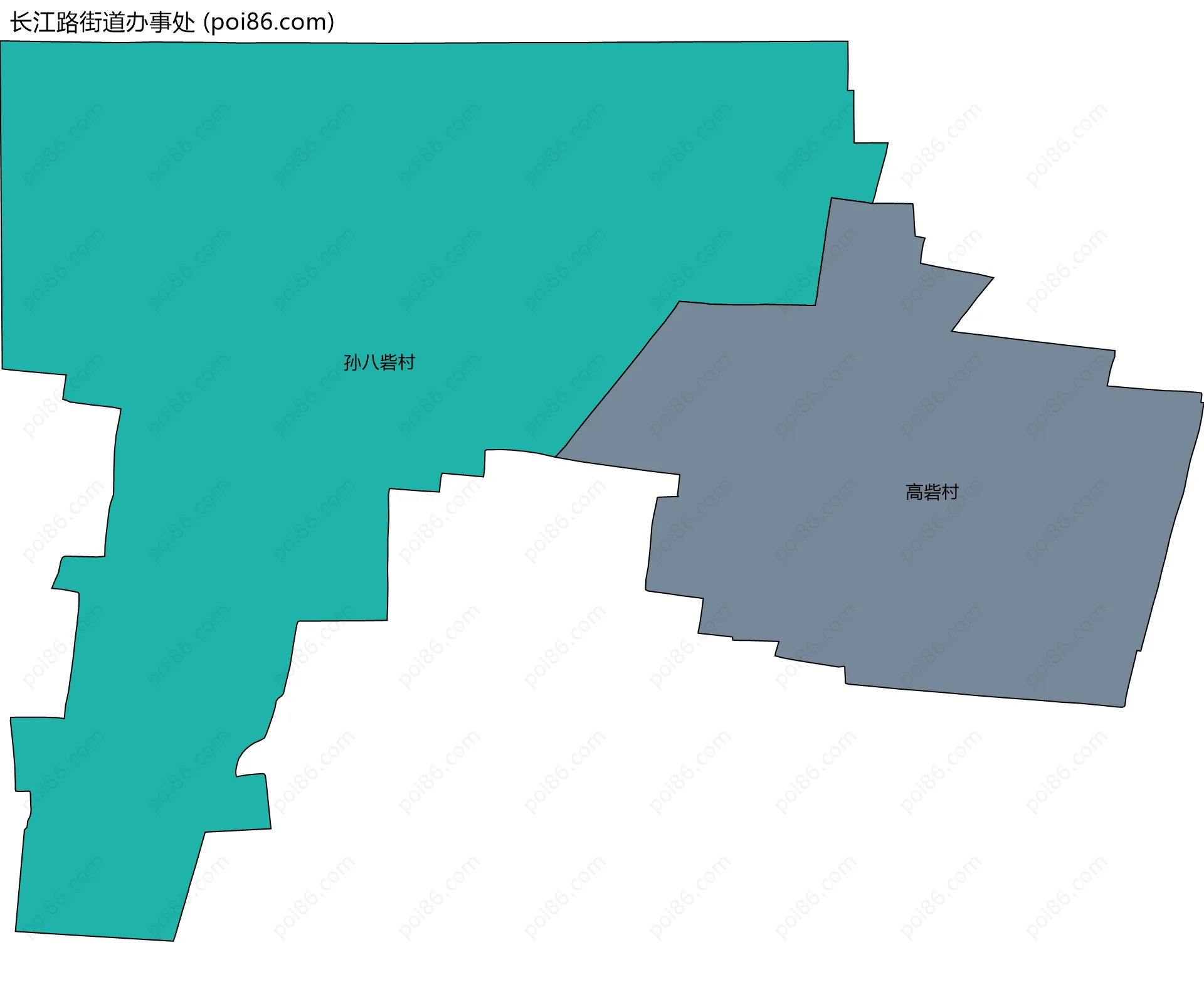 长江路街道办事处边界地图(五级行政区划)