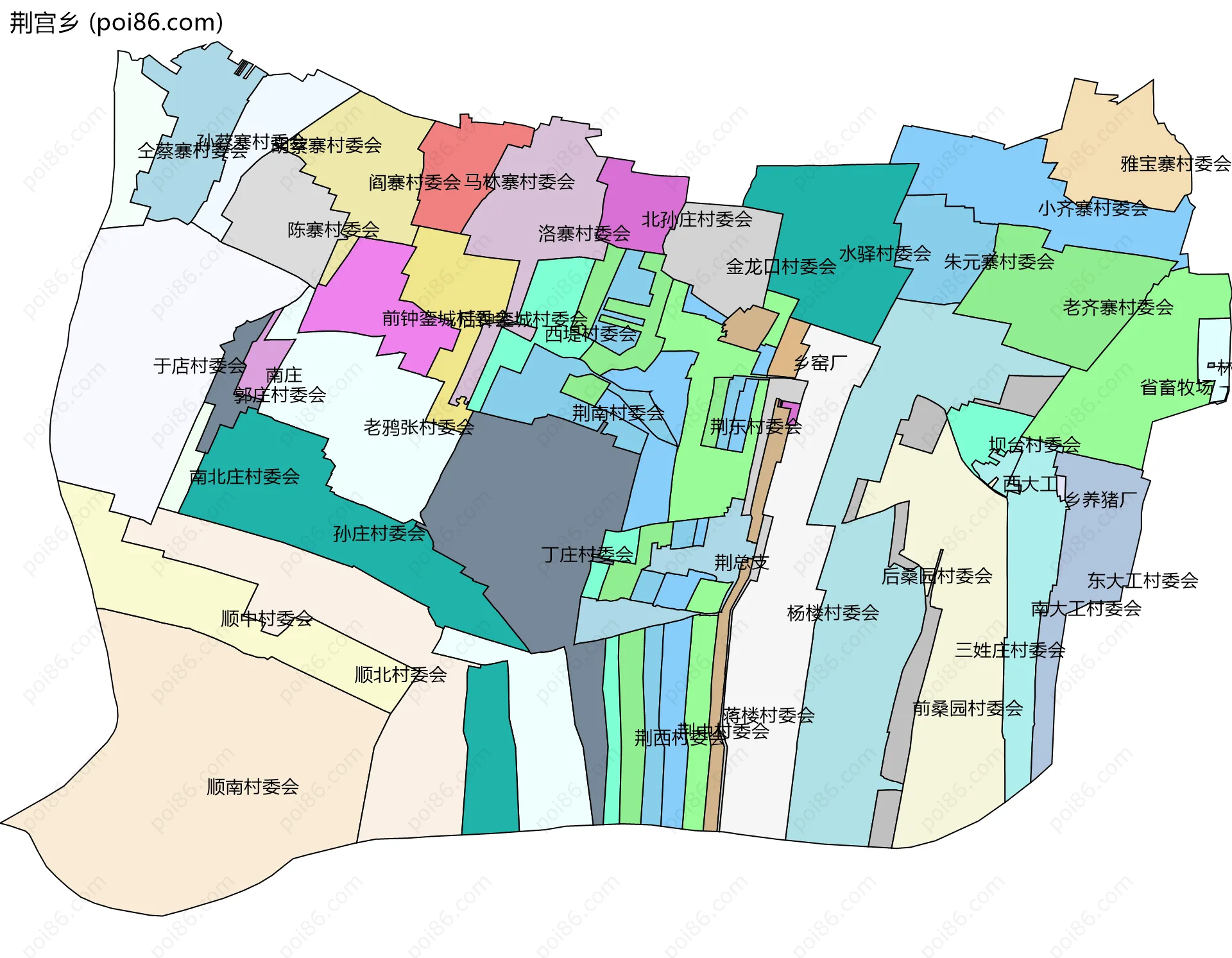 荆宫乡边界地图(五级行政区划)