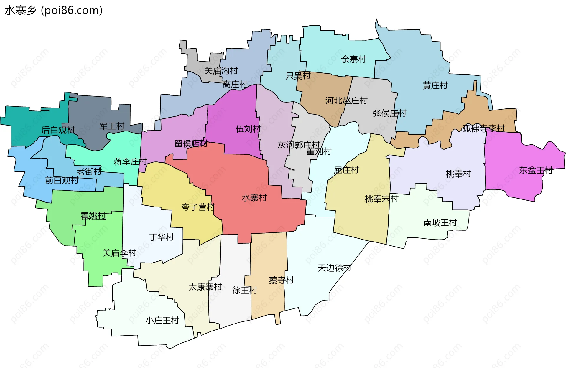 水寨乡边界地图(五级行政区划)